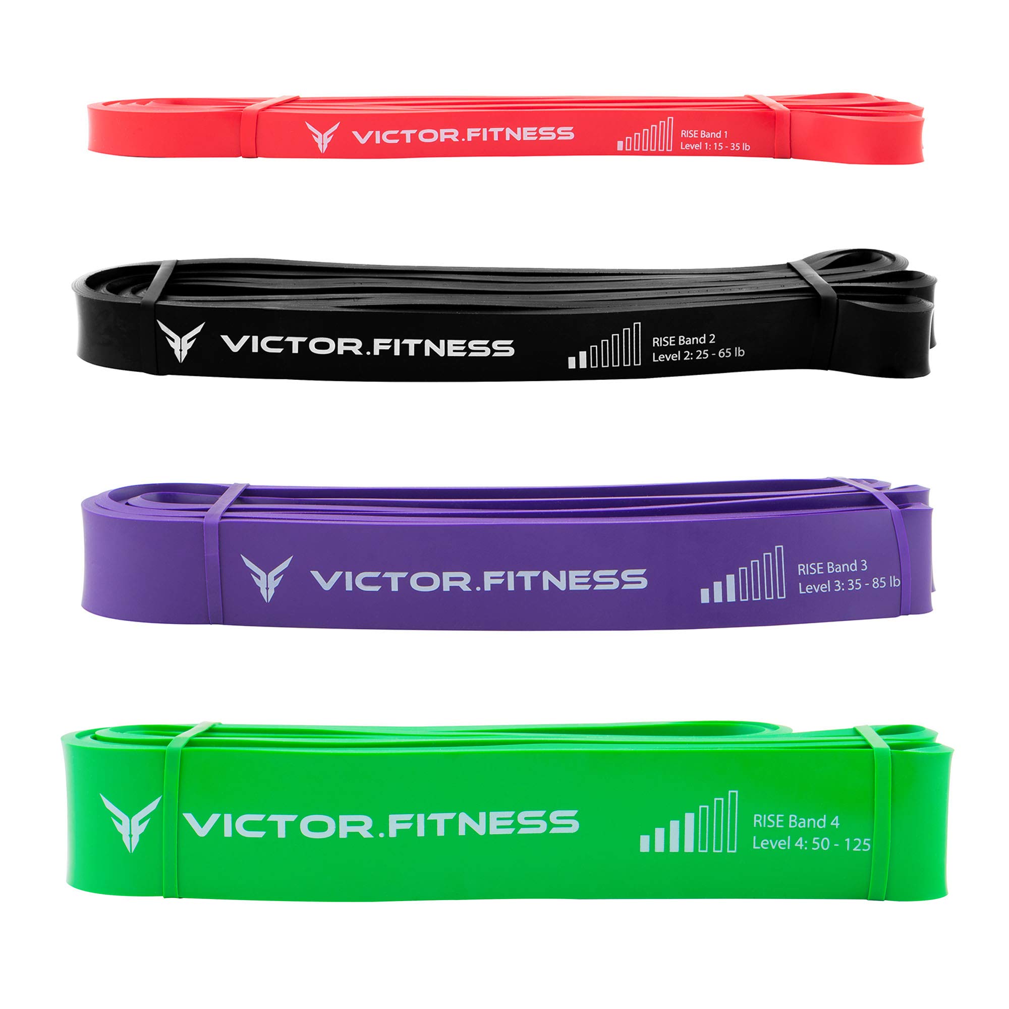 RISE Bands 1-4 (15-125lbs) Heavy-Duty Resistance Bands Set for Physical Therapy, Home Workouts, Strength Training, Muscle Building, Rehabilitation, and Mobility - Perfect for Gym, Yoga, Pilates, and Stretching Exercises