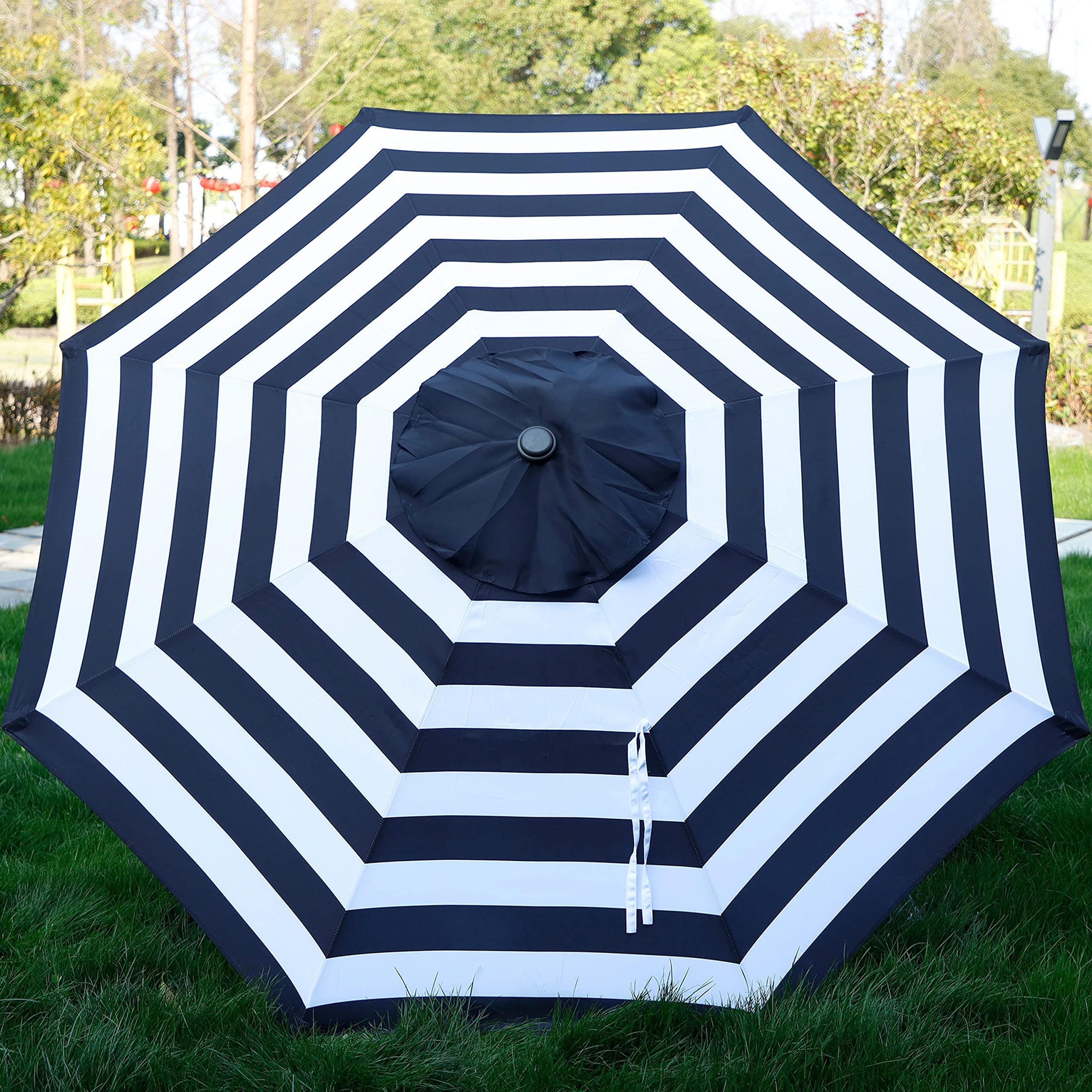 Blissun 9' Outdoor Patio Umbrella - Heavy Duty Market Umbrella with 8 Sturdy Steel Ribs, Push Button Tilt & Easy Crank Lift - Perfect for Backyard, Poolside, Garden, Restaurant & Outdoor Dining