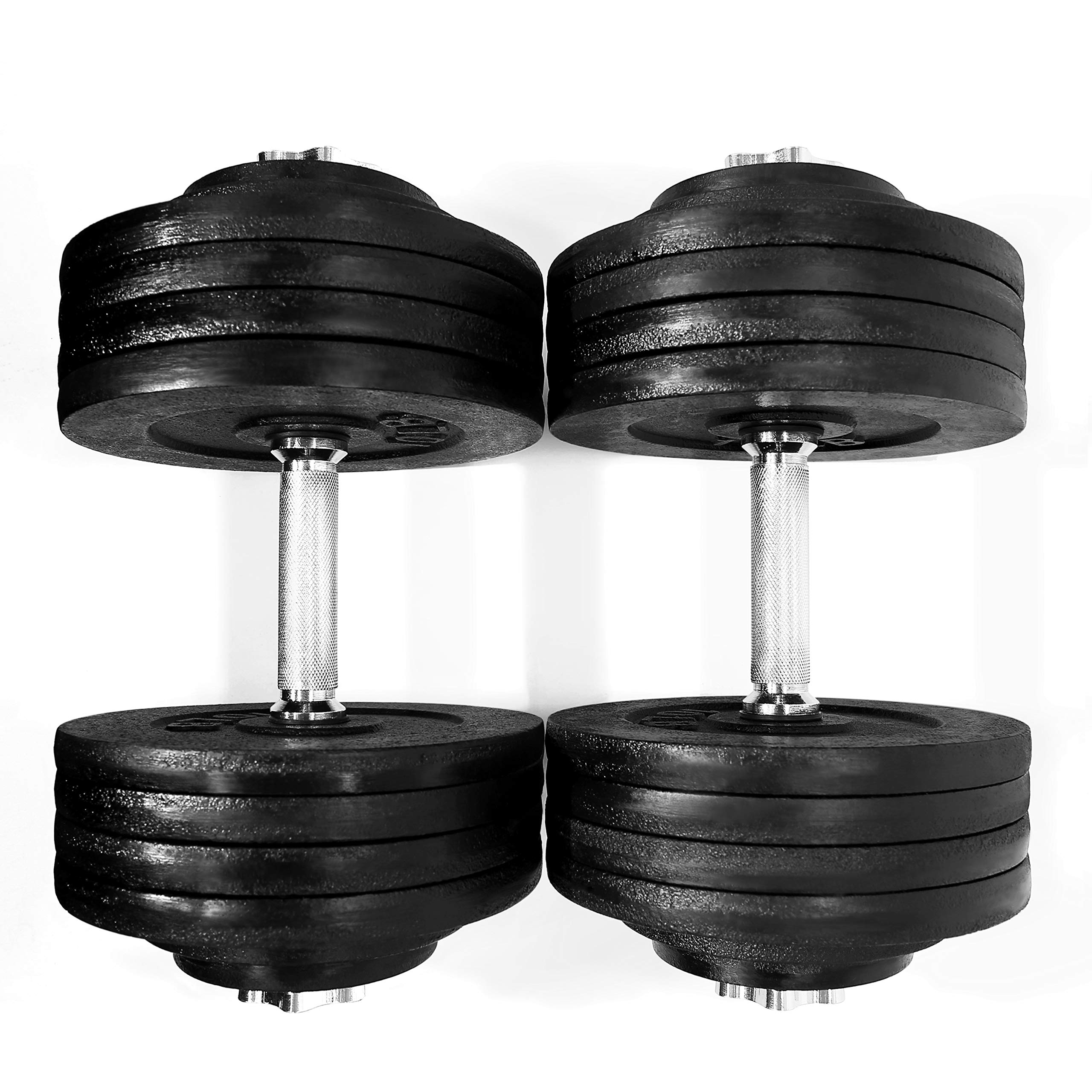 Adjustable Cast Iron Dumbbell Set (40-200 Lbs) - Black Paint with Stainless Steel Handle - Perfect for Home Gym, Strength Training & Weightlifting