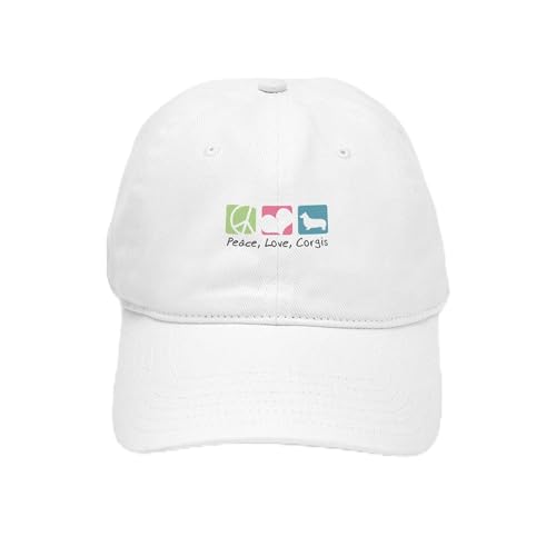 White - Peace, Love, Corgis Cap