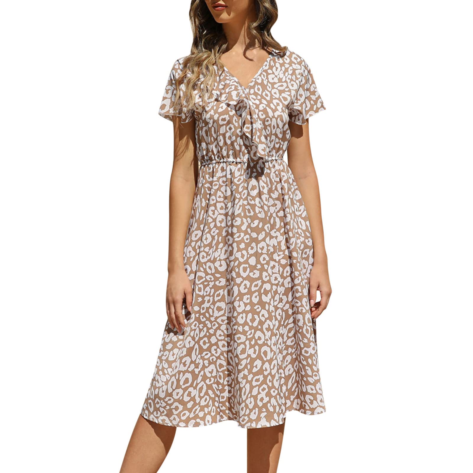 **Women's Floral Bohemian Casual Dress - Elegant A-Line Short Sleeve Summer Dress for Beach, Party & Daily Wear**
