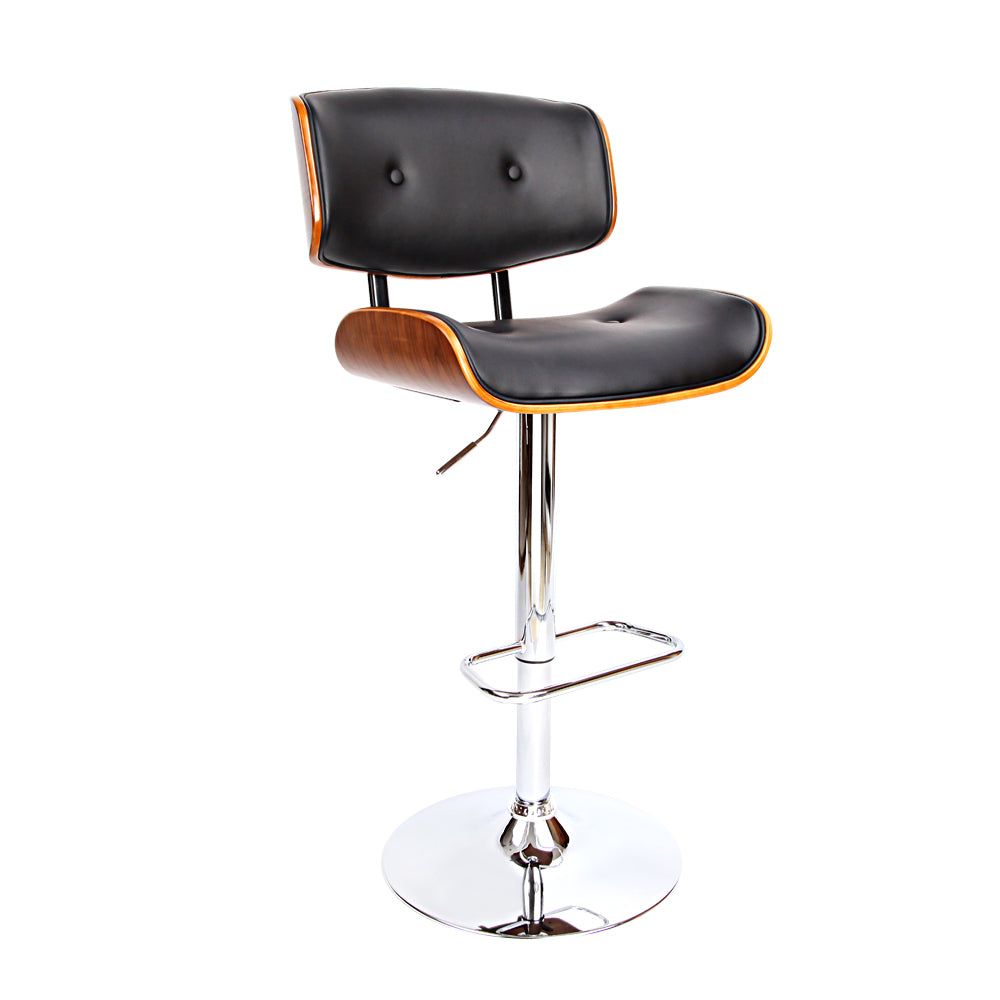 Adjustable Black Leather Bar Stools with Gas Lift - Perfect for Kitchen Islands, Home Bars & Dining Areas
