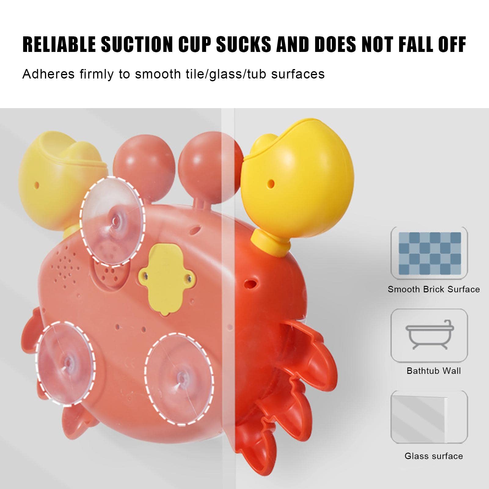 Durable Bubble Bath Crab Toy with Music & Suction Cups - Fun Bathtub Water Play for Kids Ages 3+ | Perfect Bath Time Companion for Toddlers & Preschoolers