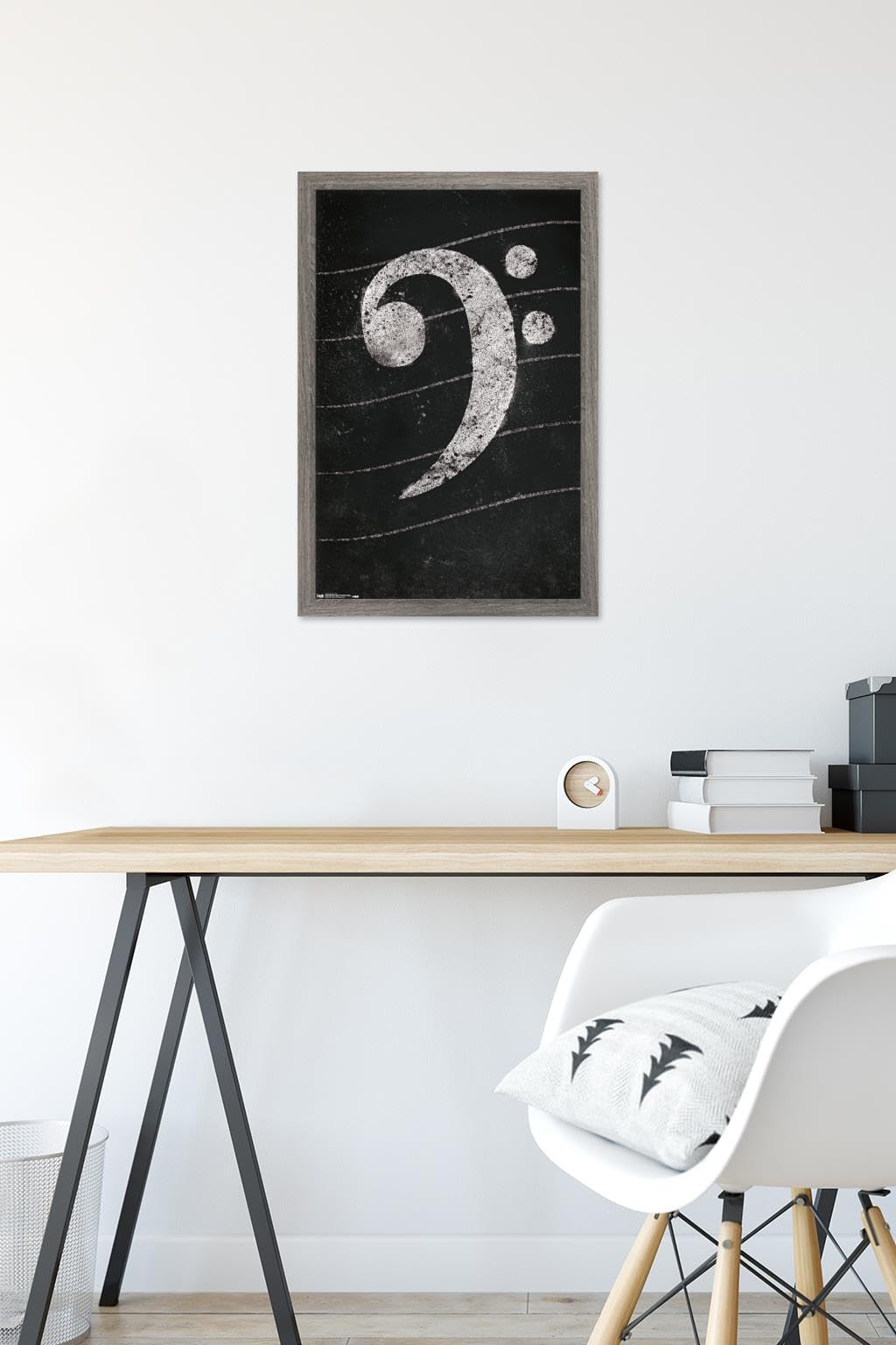 Trends International Bass Clef Chalk Wall Poster - 14.725 x 22.375 Inches, Barnwood Framed Music Decor - Perfect for Music Classrooms, Studios & Home Decor