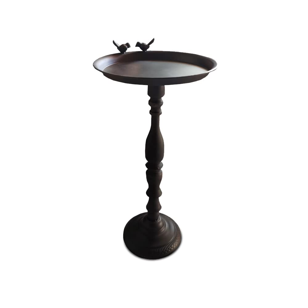 Small Round Accent Table - Farmhouse & Shabby Chic End Table for Living Room, Office, Bedroom - Bird Decor Side Table - Compact Black Coffee Table (Perfect for Small Spaces & Home Decor)