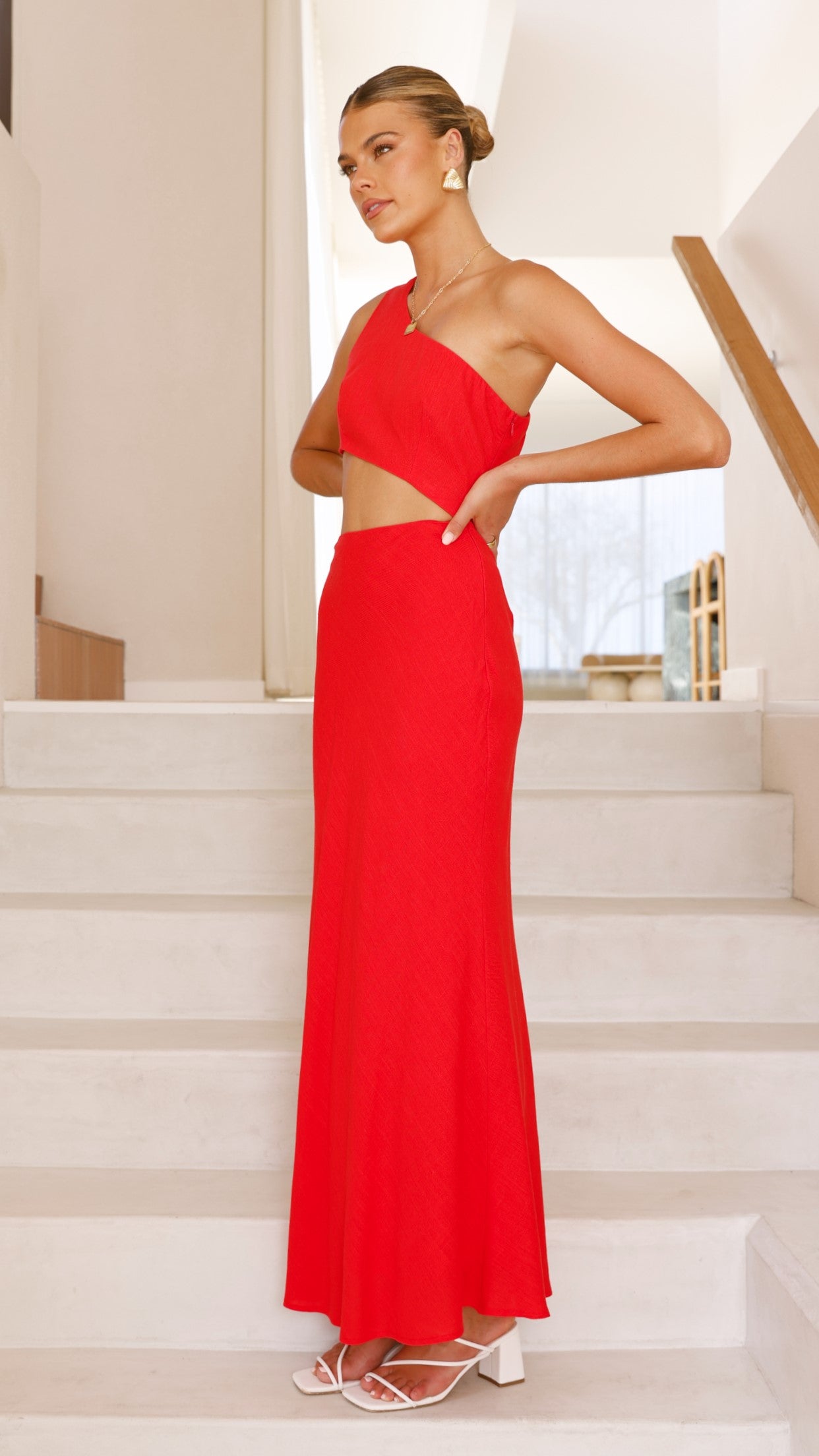 Abia Maxi Dress for Women - Flowy Long Summer Dress in Red | Perfect for Beach, Vacation & Casual Outings
