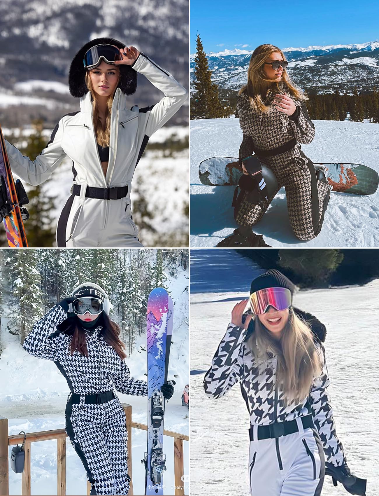 GSOU SNOW Women's One Piece Ski Suit - Waterproof Windproof Insulated Snowboard Jumpsuit for Winter Sports & Outdoor Activities | Perfect for Skiing, Snowboarding & Cold Weather Adventures