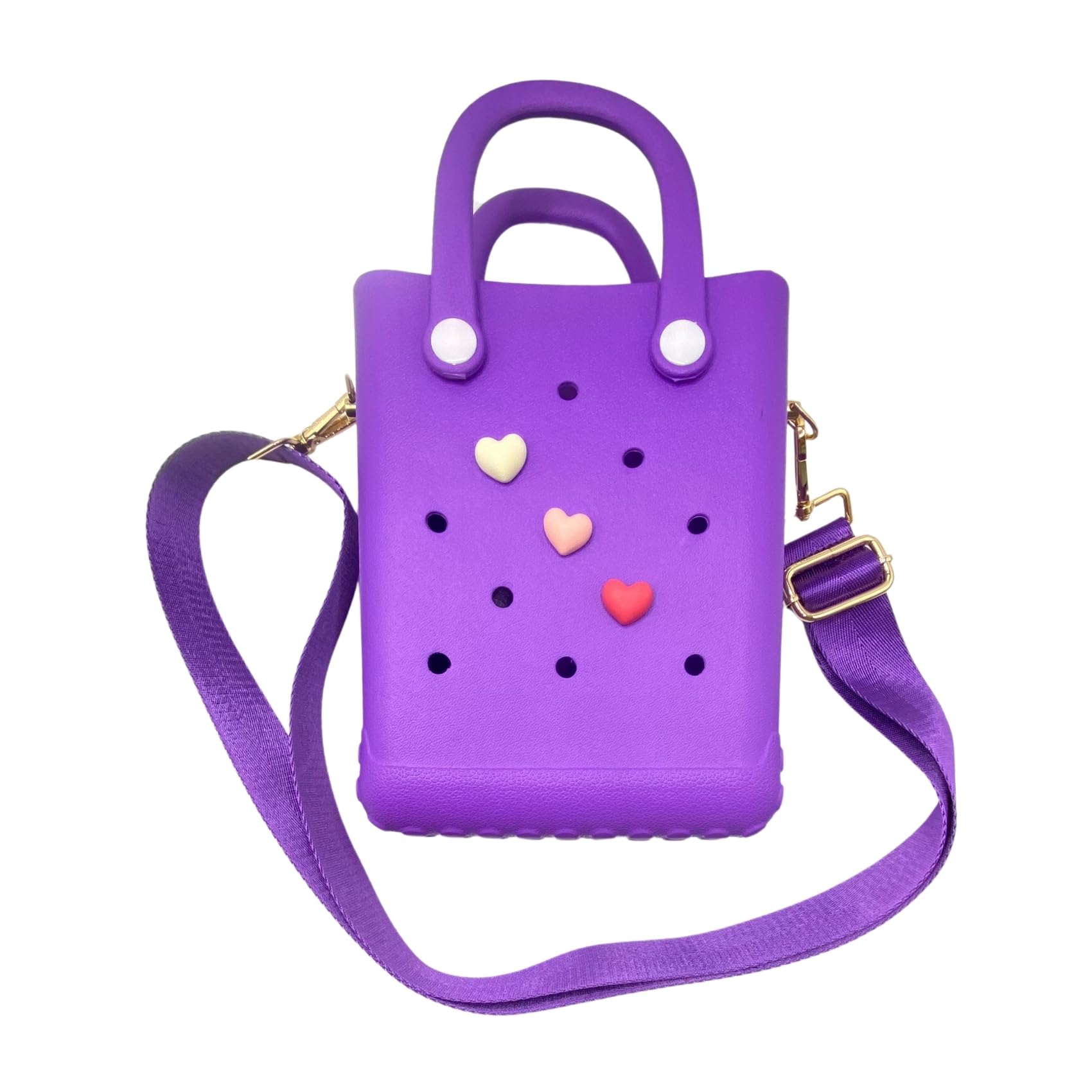 X Small Rubber Beach Bag - Lightweight Waterproof Tote for Beach, Pool, Boat & Sports | Bitty Small Charms Crossbody Purse | Perfect for Summer Travel, Swimwear Storage & Outdoor Activities