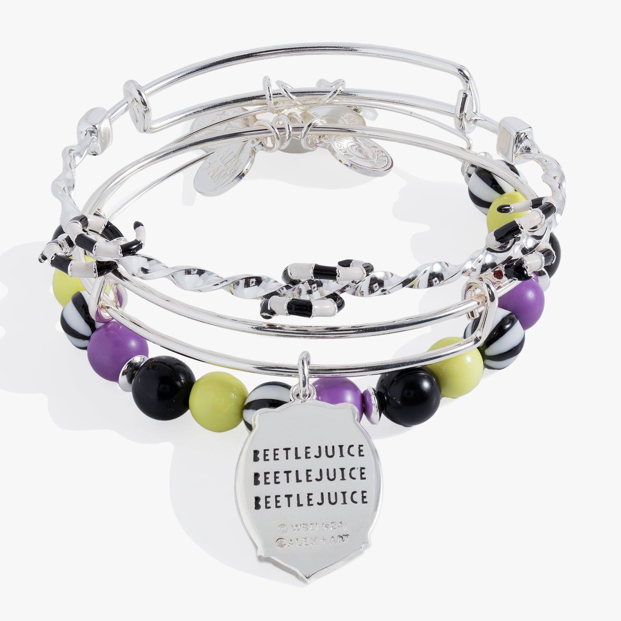 Beetlejuice® Bangle Bracelet Set - 3 Piece Gothic Jewelry for Women, Halloween Accessories, Cosplay & Movie Theme Party Outfits