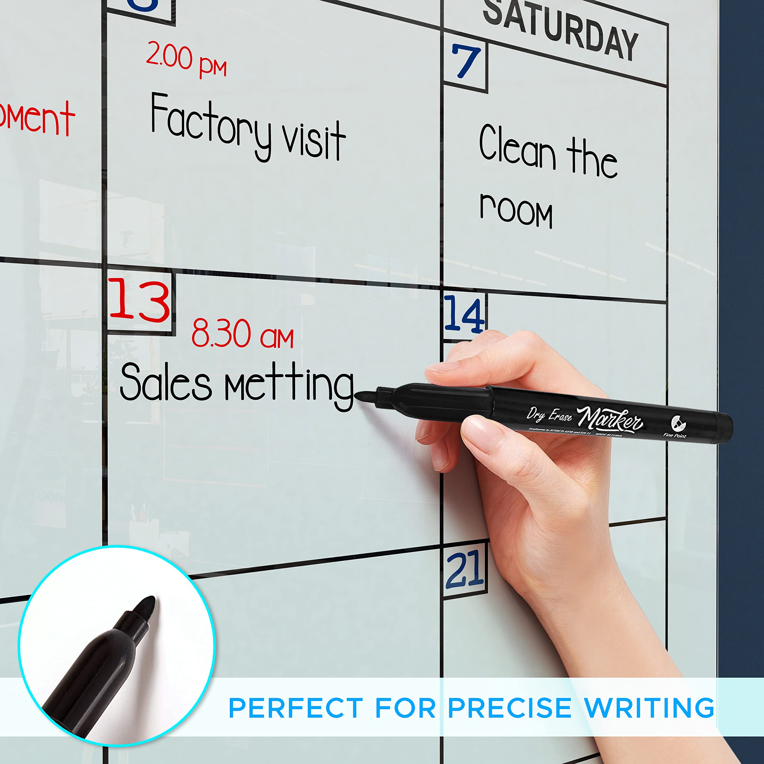 34x46 Inch Magnetic Glass Whiteboard Monthly Planner - Large Dry Erase Wall Calendar for Home & Office with Marker Tray | Perfect for Scheduling, Project Management & Family Organization