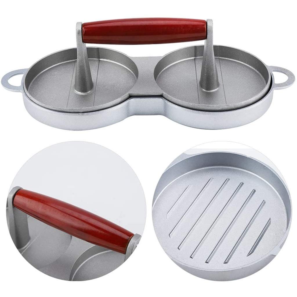 Premium Aluminum Double Burger Press - Non-Stick Hamburger Mold Patty Maker for BBQ, Beef, Veggie & Meat Patties | Perfect for Grilling, Camping & Backyard Cookouts
