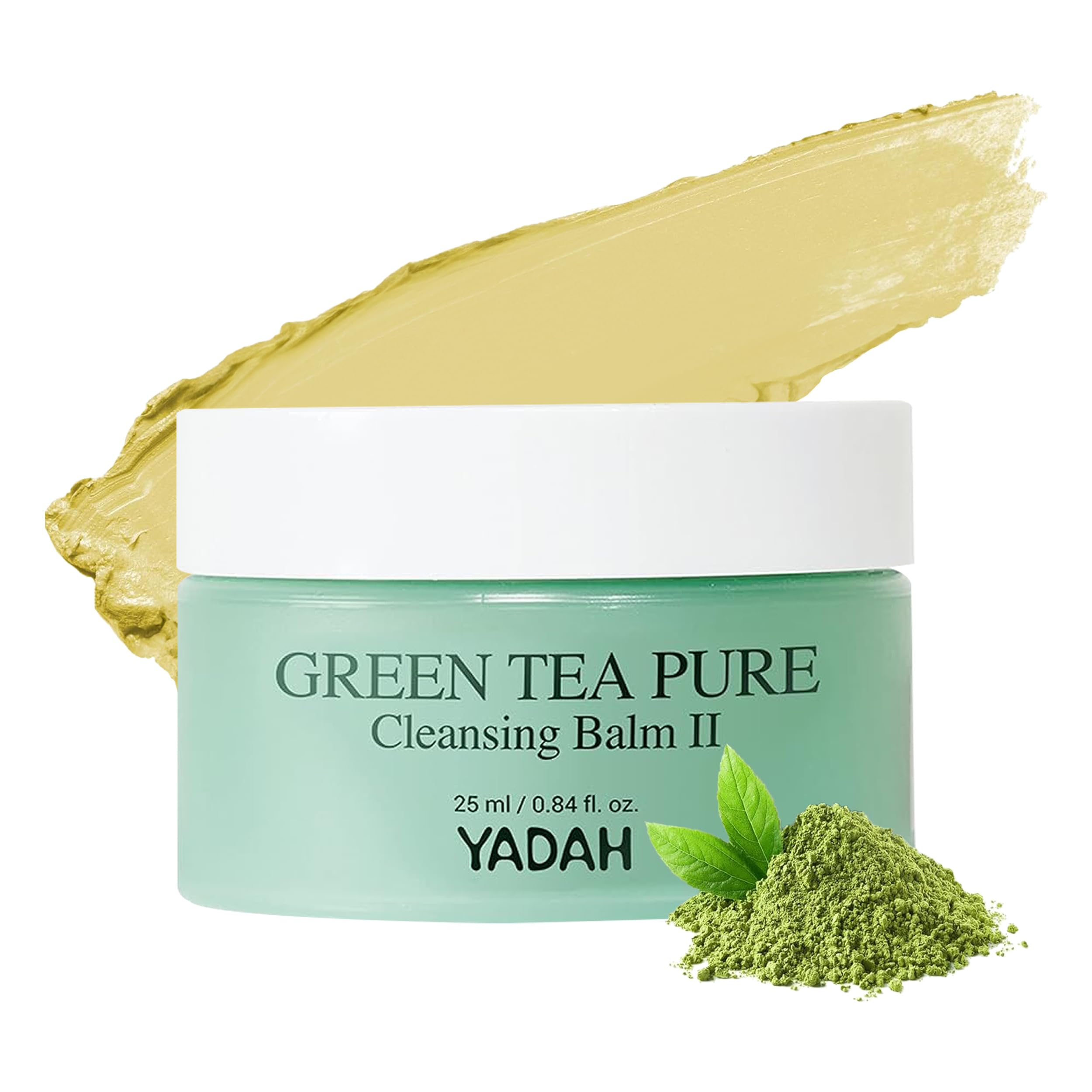 YADAH Green Tea Cleansing Balm II (0.84 fl oz) - Korean Vegan Makeup Remover for Sensitive Skin, Moisturizing Facial Cleanser with Botanical Oil Extract, Residue-Free | Perfect for Double Cleansing & Travel Skincare Routine
