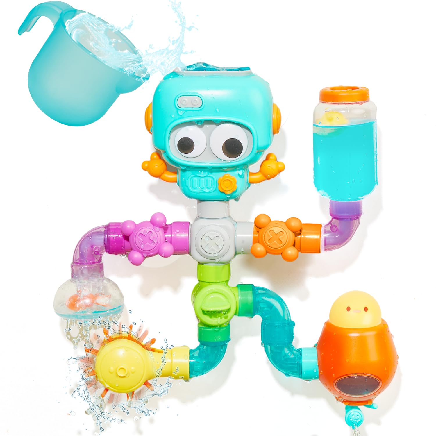 STEM Educational Bath Toys for Kids Ages 3-8 | 21-Piece DIY Water Pipe Building Kit | Mold-Free Bathtub Wall Toys | Engineering Learning Gift for Toddlers | Perfect for Bath Time Play & Early STEM Development