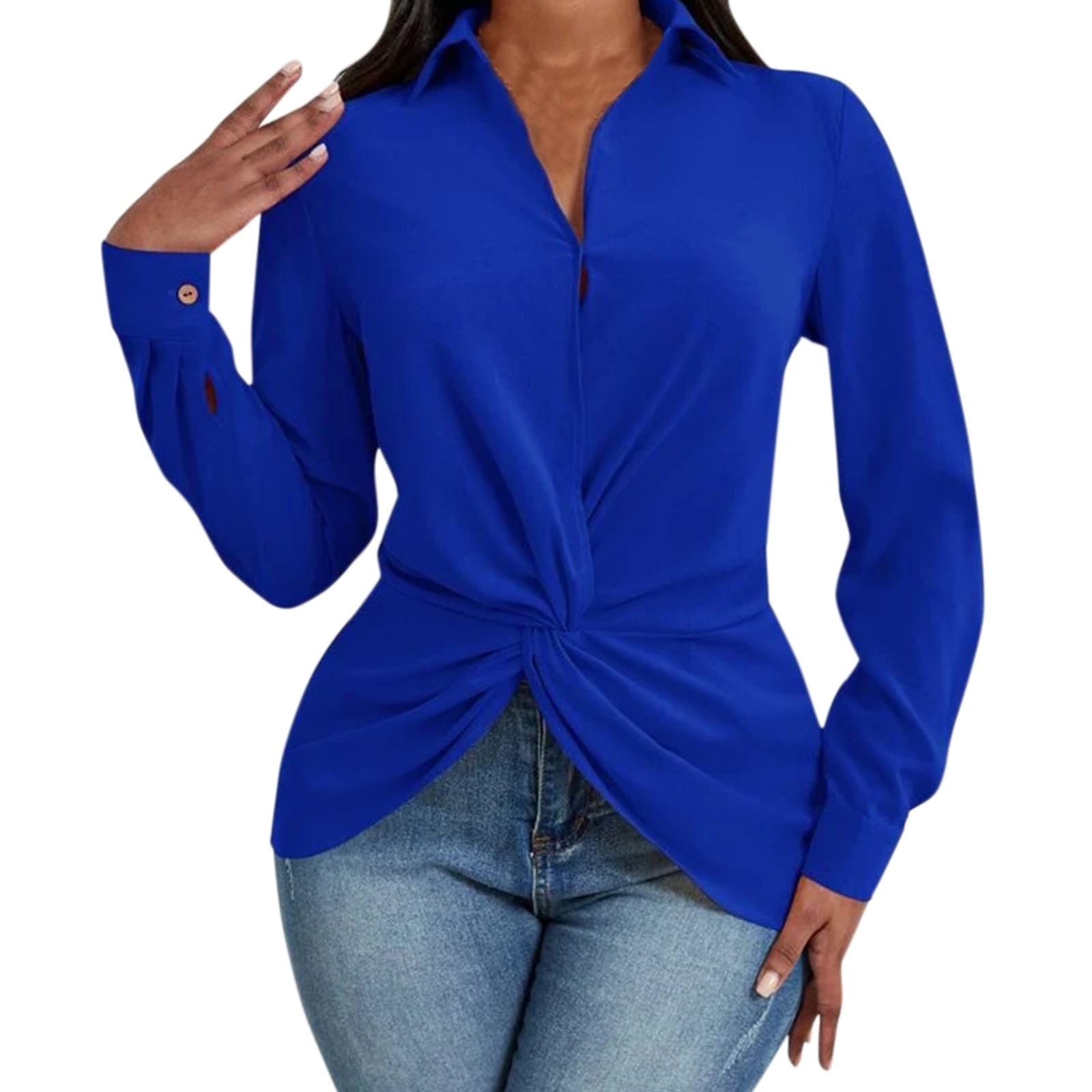 Women's Long Sleeve Zip Collar V-Neck T-Shirts - Casual Work Tops for Fall | Junior & Women's Fashion | Perfect for Office, Outings & Layering