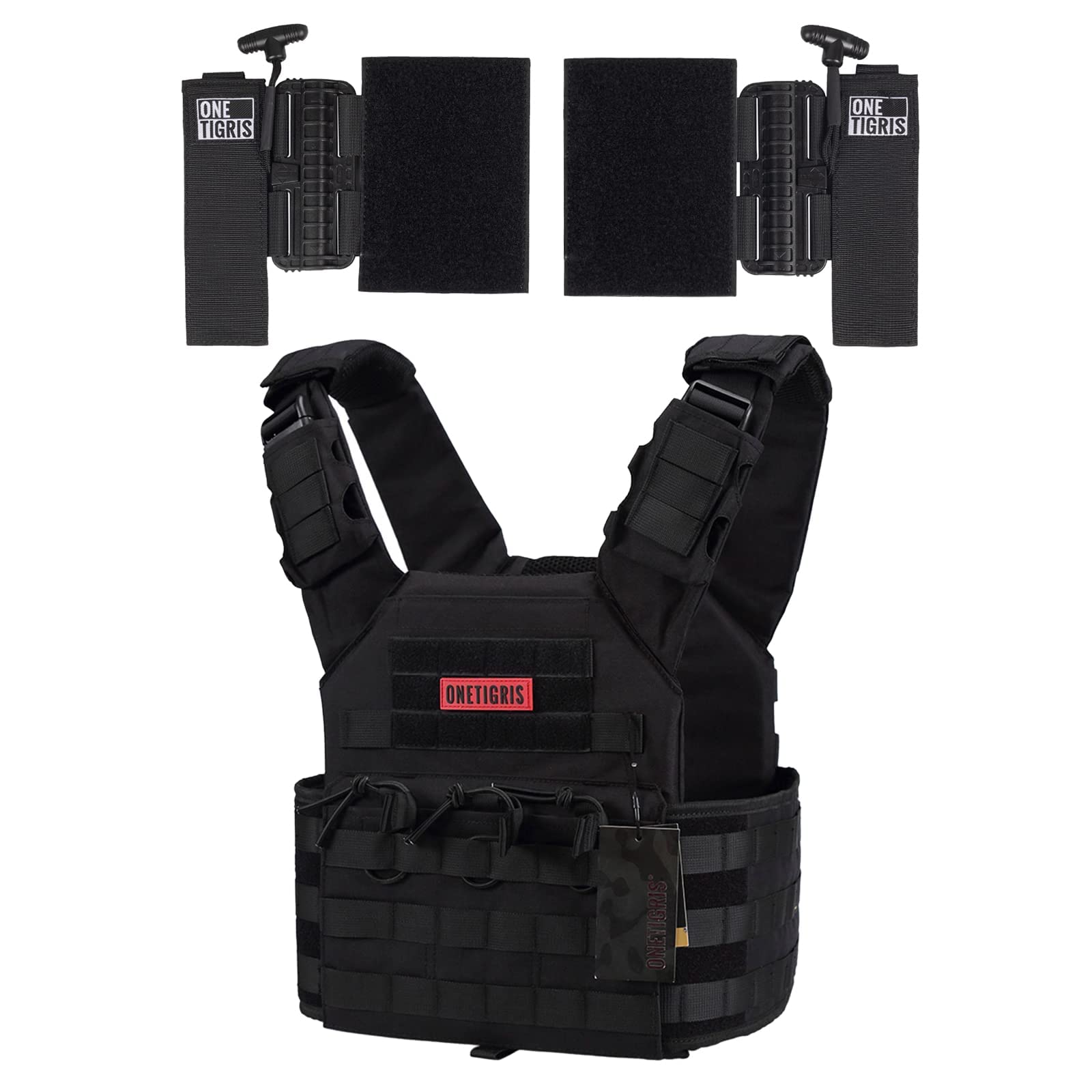 OneTigris Multicam Tactical Vest with Quick Release Adapters - Adjustable Chest Rig Cummerbund with Quick Disconnect Buckles for Military, Airsoft, Hunting & Outdoor Activities