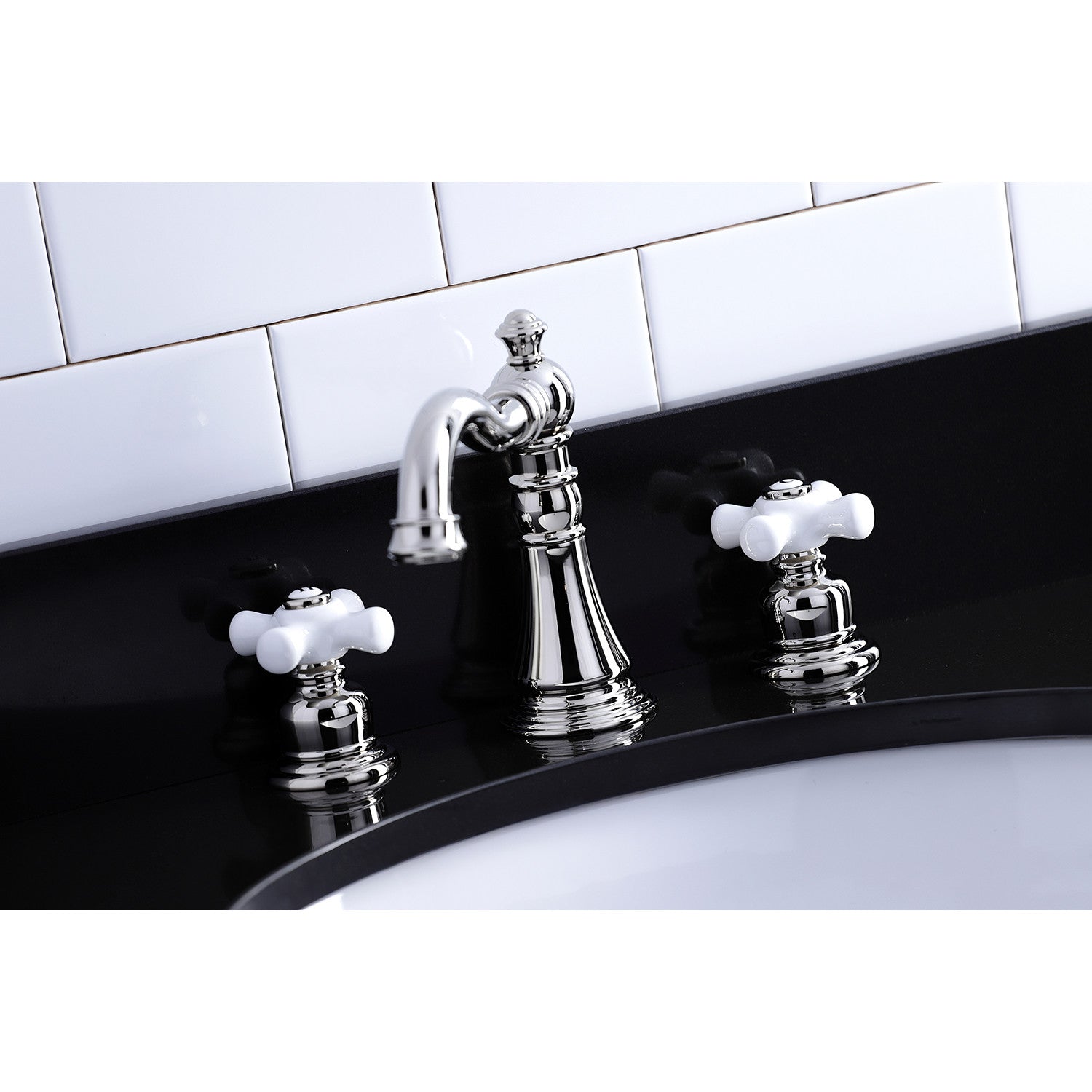 American Classic FSC1979PX 3-Hole Widespread Bathroom Faucet with Brass Pop-Up Drain - Two Handle Deck Mount in Polished Nickel - Perfect for Modern Bathroom Vanities and Sink Upgrades