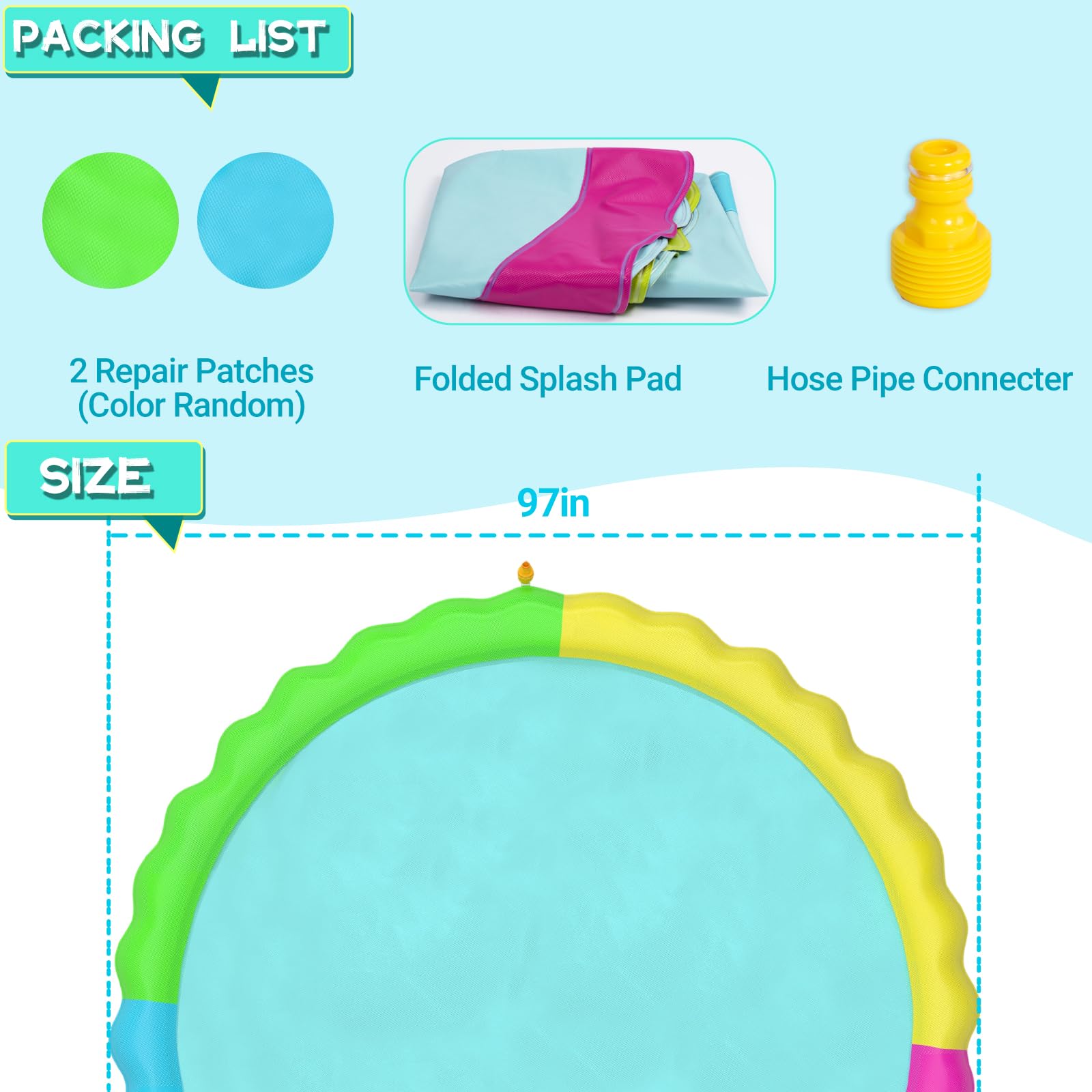 **Heeyoo Splash Pad for Kids - Non-Slip Outdoor Water Play Mat for Toddlers & Dogs | Summer Sprinkler Pool, Thick & Scratch-Resistant | Perfect for Backyard, Park, and Beach Fun**