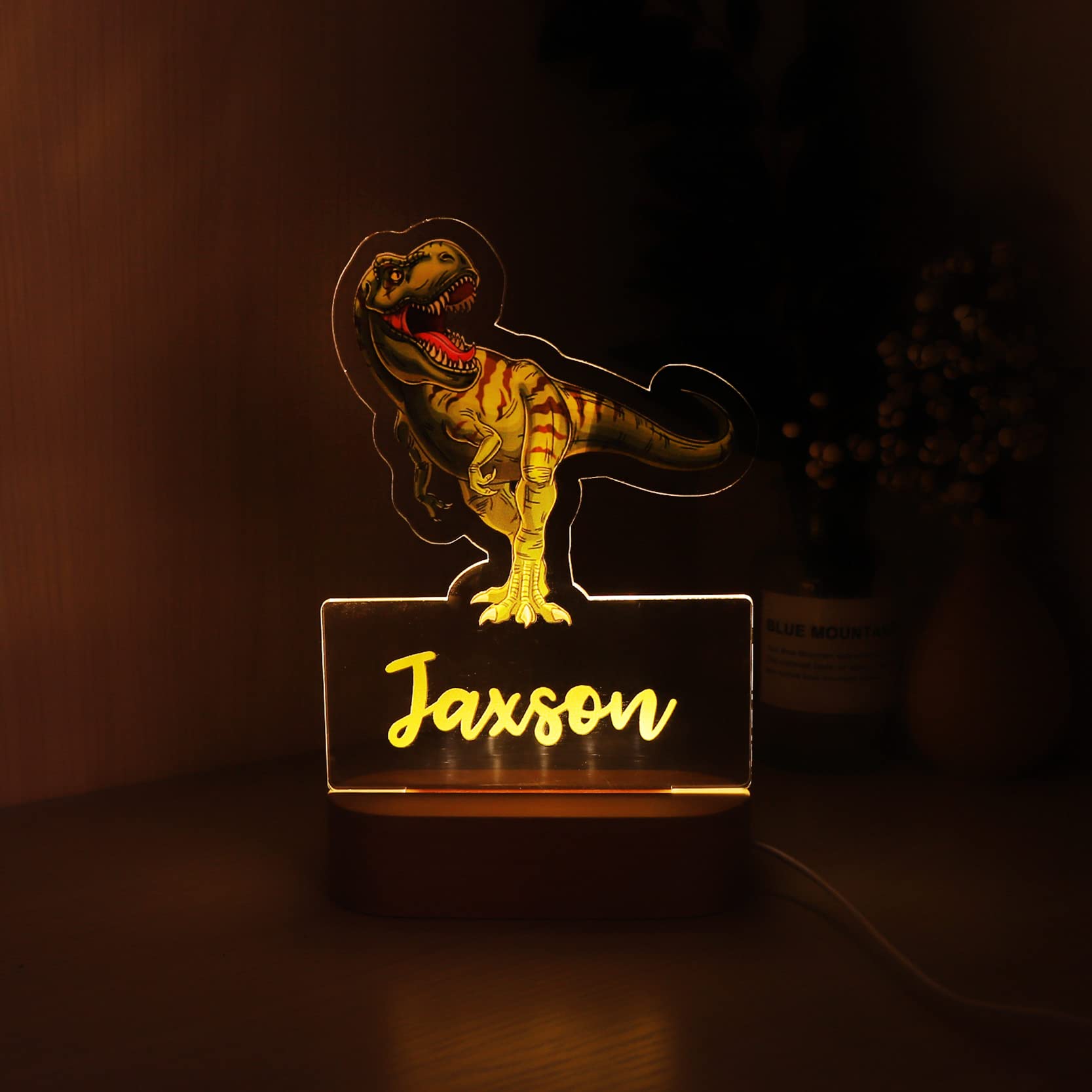 Custom Dinosaur Lamp - LED T-Rex Night Light for Kids Room, Dinosaur Themed Bedroom Decor, Unique Birthday Gift for Boys & Girls | Perfect for Nursery, Playroom, and Kids Bedtime Lighting