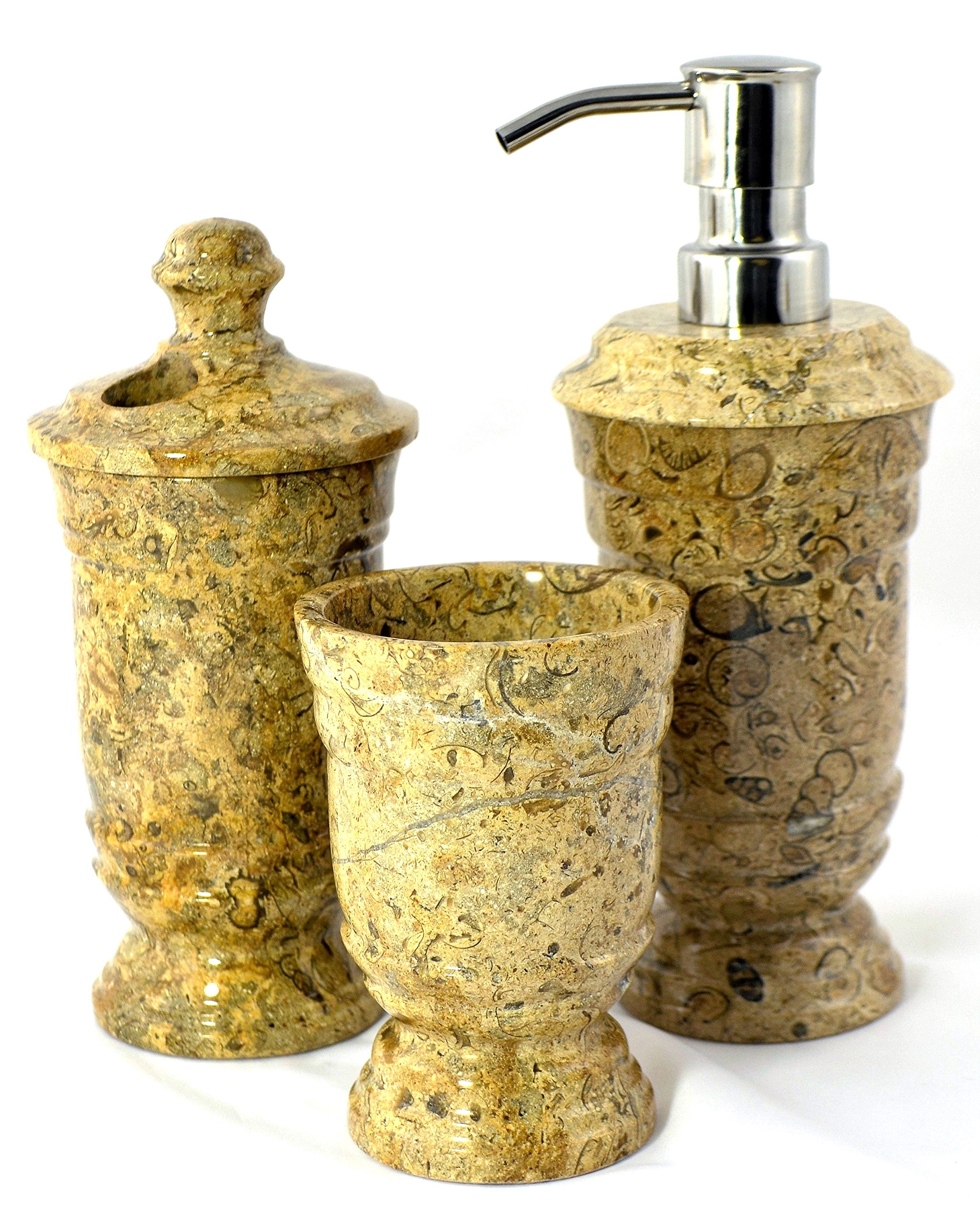 Natural Stone Soap Dispenser - Handcrafted Fossil Stone Design for Bathroom & Kitchen | Eco-Friendly Home Decor for Modern & Rustic Interiors