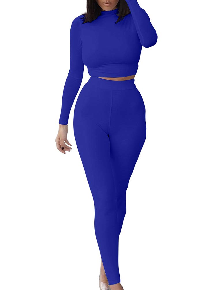 GOKATOSAU Women's Sexy 2 Piece Outfits - Long Sleeve Crop Top & High Waist Pants Set | Clubwear, Party Jumpsuit, Night Out Fashion | Perfect for Clubbing, Date Night & Special Occasions