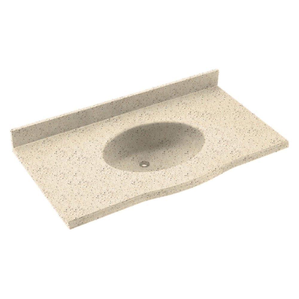 Swan EV02255.050 Europa Solid Surface Single-Bowl Vanity Top, 55-in L X 22-in H X 6.875-in H, Tahiti Desert - Perfect for Modern Bathroom Renovations