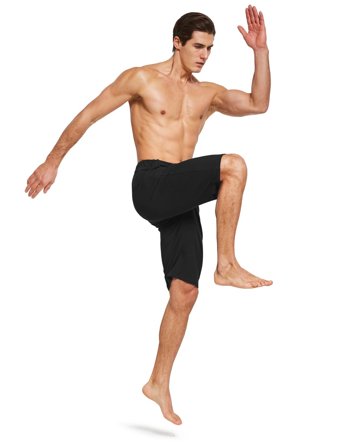 Baleaf Men's Cotton Athletic Shorts - Below Knee Workout, Yoga, Lounge & Sleep Pajama Shorts with Pockets | Gym, Running, Travel & Home Comfort Wear
