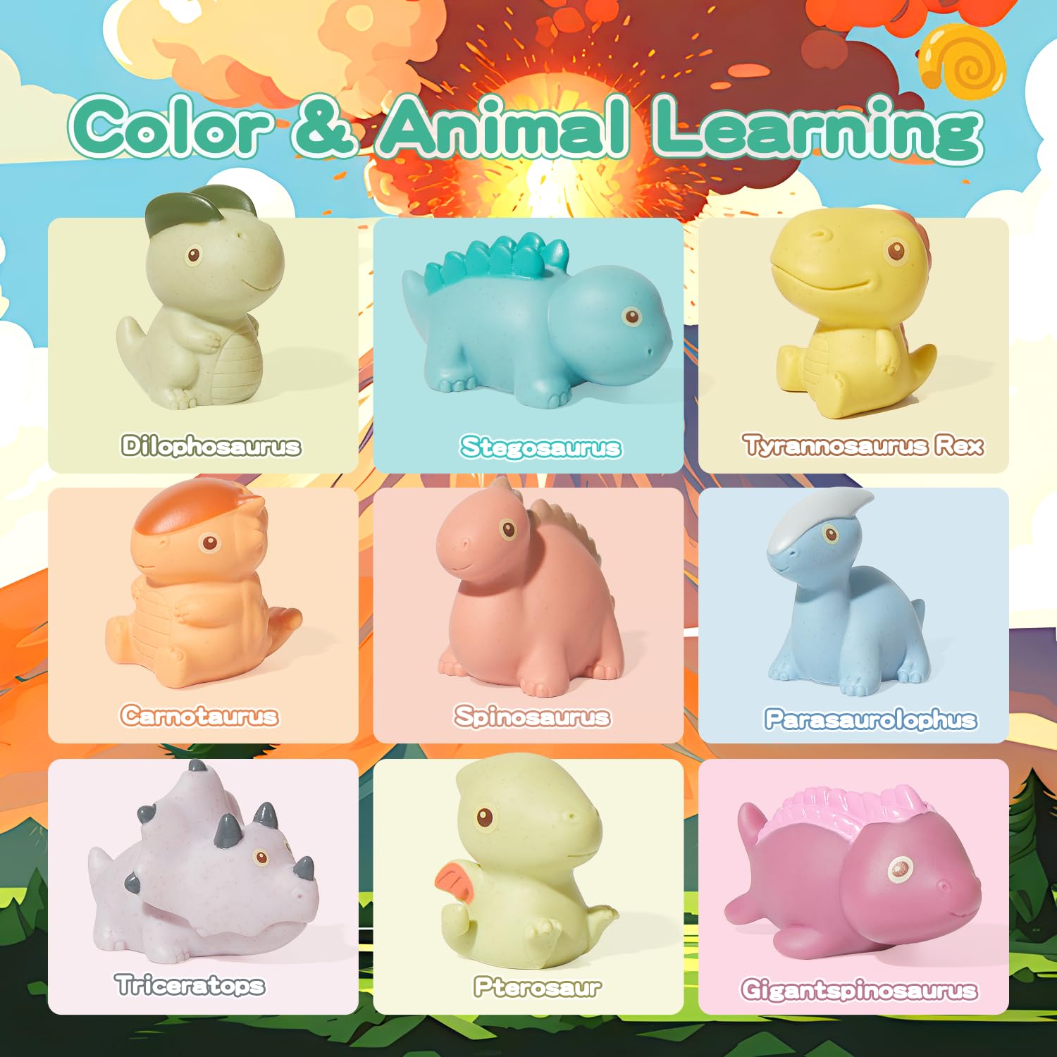 Non-Toxic Dinosaur Bath Toys 9 Pack - Safe Floating Pool Toys for Babies 6-12 Months & Toddlers 1-3 Years | Mold-Free, No Holes Design | Perfect Birthday Gift for Boys & Girls | Fun Bathtime & Pool Playtime
