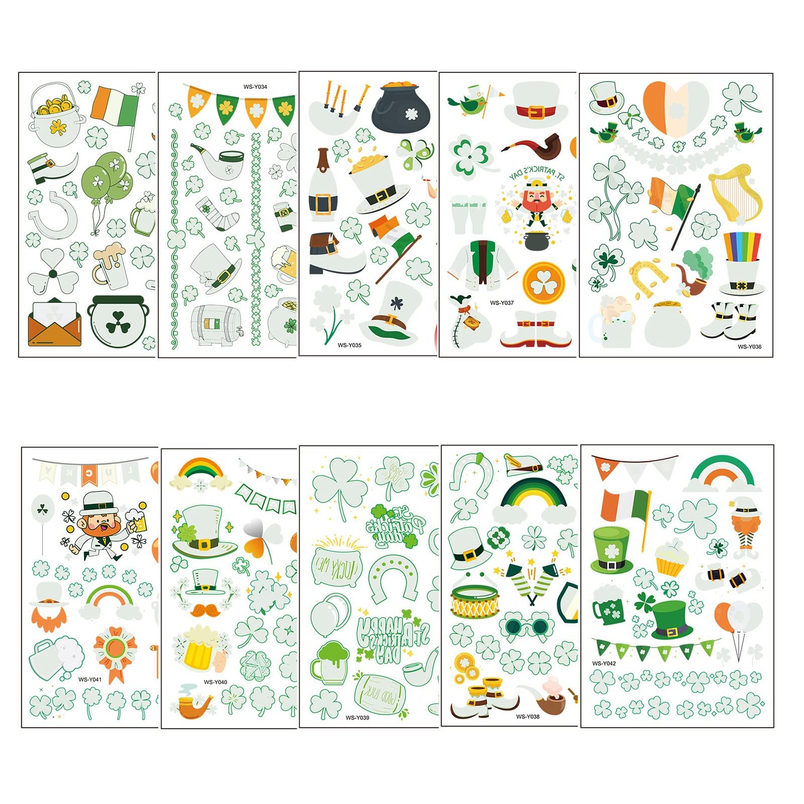Waterproof Irish Sticker Tattoos - Shamrock Holiday Temporary Tattoos for Women | Green Glow in Dark Sweat-Proof Face & Body Art | Perfect for St. Patrick's Day, Halloween, Parties & Wall Decor