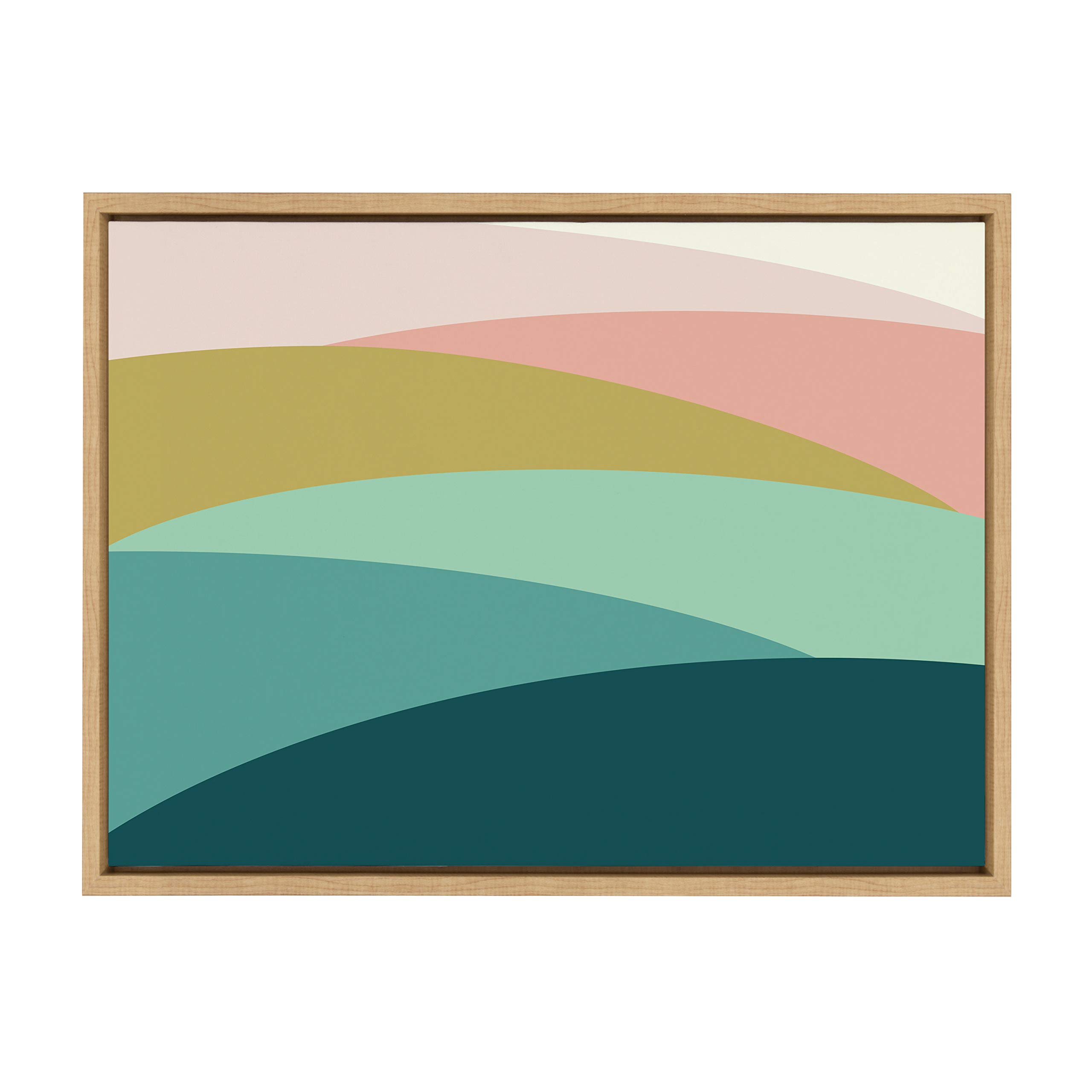 Kate & Laurel Sylvie Abstract Pink Green Framed Canvas Wall Art - 18x24 Inch Modern Landscape Painting for Living Room, Bedroom & Office Decor | Colorful Home Art by Apricot & Birch