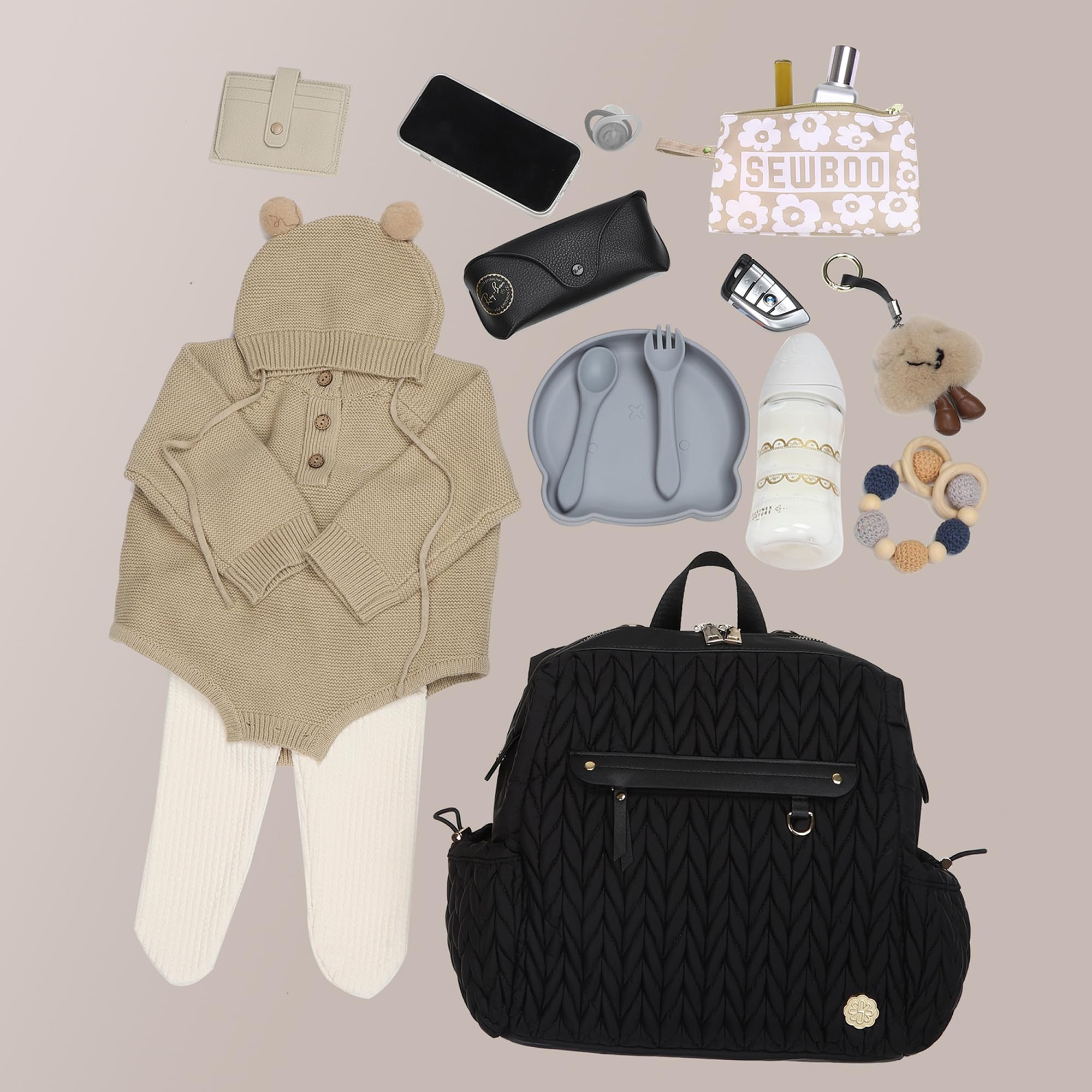 Small Backpack Purse for Women - Mini Diaper Bag & Travel Backpack with Adjustable Straps | Perfect for Vacation, Day Trips & Baby Essentials Organization
