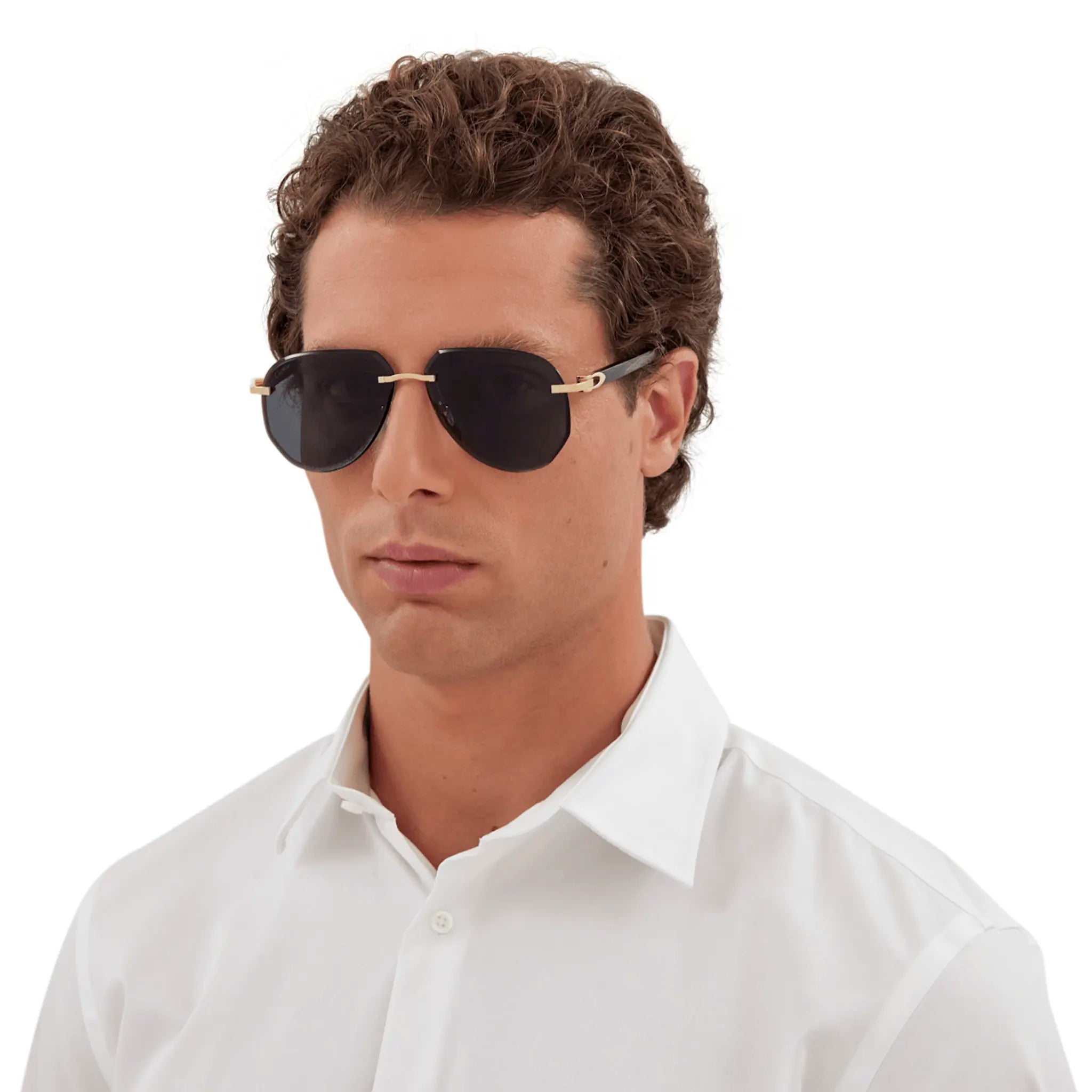 Cartier CT0440S 001 Gold Grey Rimless Sunglasses for Women - Luxury Designer Eyewear - UV Protection - Perfect for Driving, Beach & Outdoor Activities
