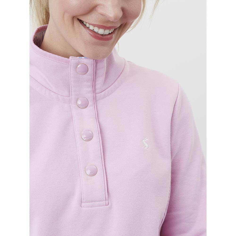 Joules Women's Saunton Funnel Neck Sweatshirt - Light Pink Pullover for Casual Wear, Lounge & Outdoor Activities | Soft Fleece Hoodie for Fall & Winter Comfort