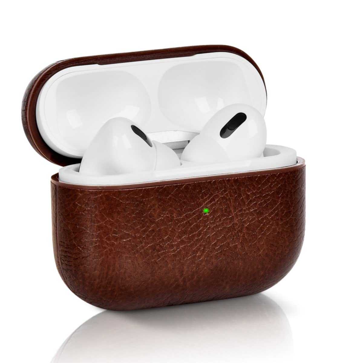 Premium KARLOR PU Leather Protective Case for Apple AirPods Pro 2 (2022) - Wireless Charging Compatible, LED Visible, with Hook - Brown Headphone Cover for Gym, Travel & Daily Use