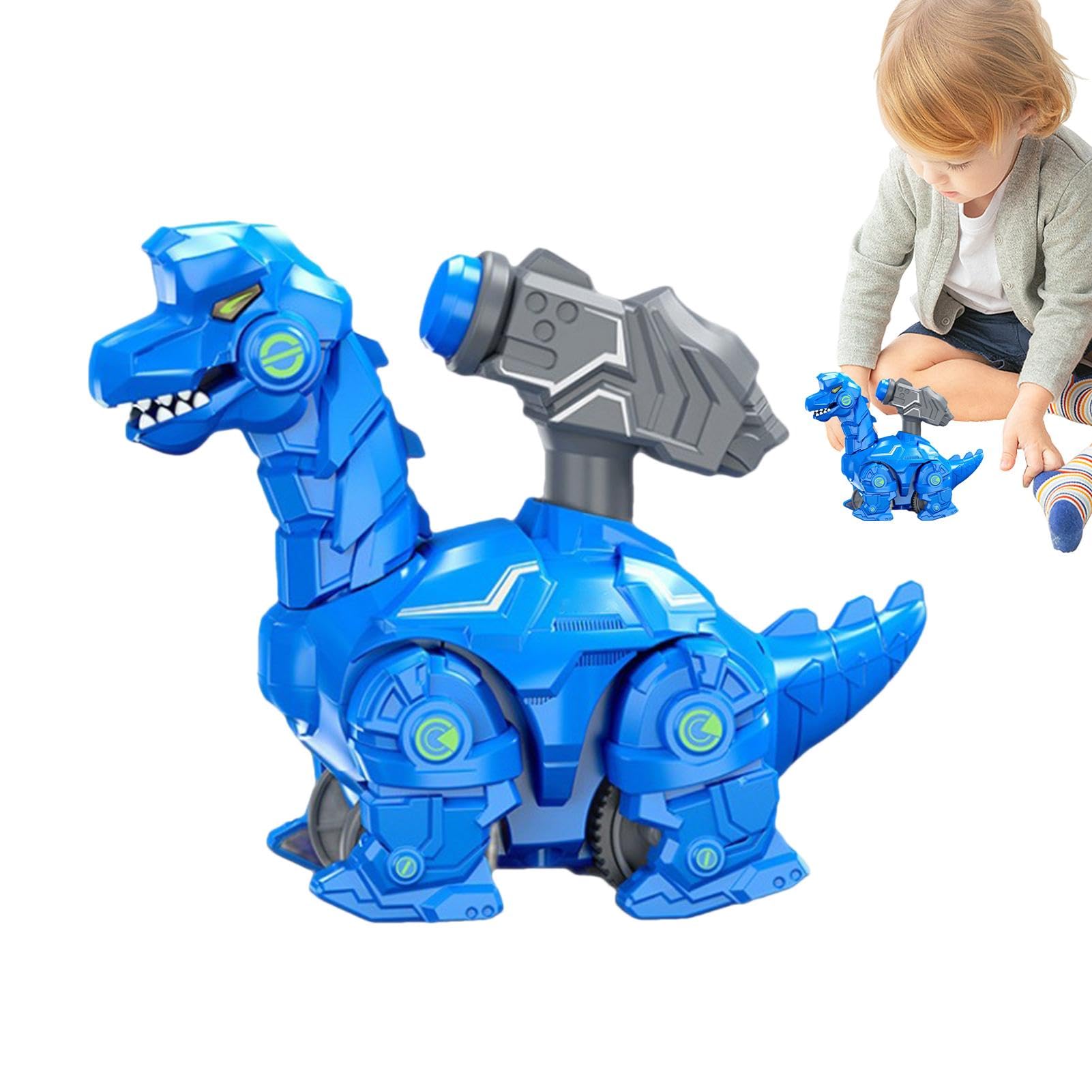 Sirseon Press and Go Dinosaur Toy - Animated Cartoon Vehicle, Cute & Portable Fine Motor Skills Educational Toy for Kids - Perfect for Playtime, Travel & Learning Activities