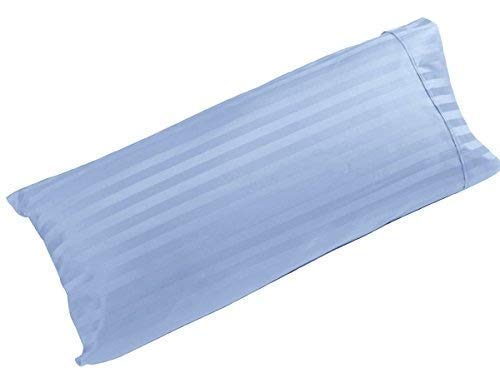 Premium 1-Piece Body Pillow Case - 100% Egyptian Cotton 500 Thread Count - Soft & Breathable - Stripe Pattern (Body Size, Light Blue) - Perfect for Back Support, Pregnancy Comfort & Home Decor