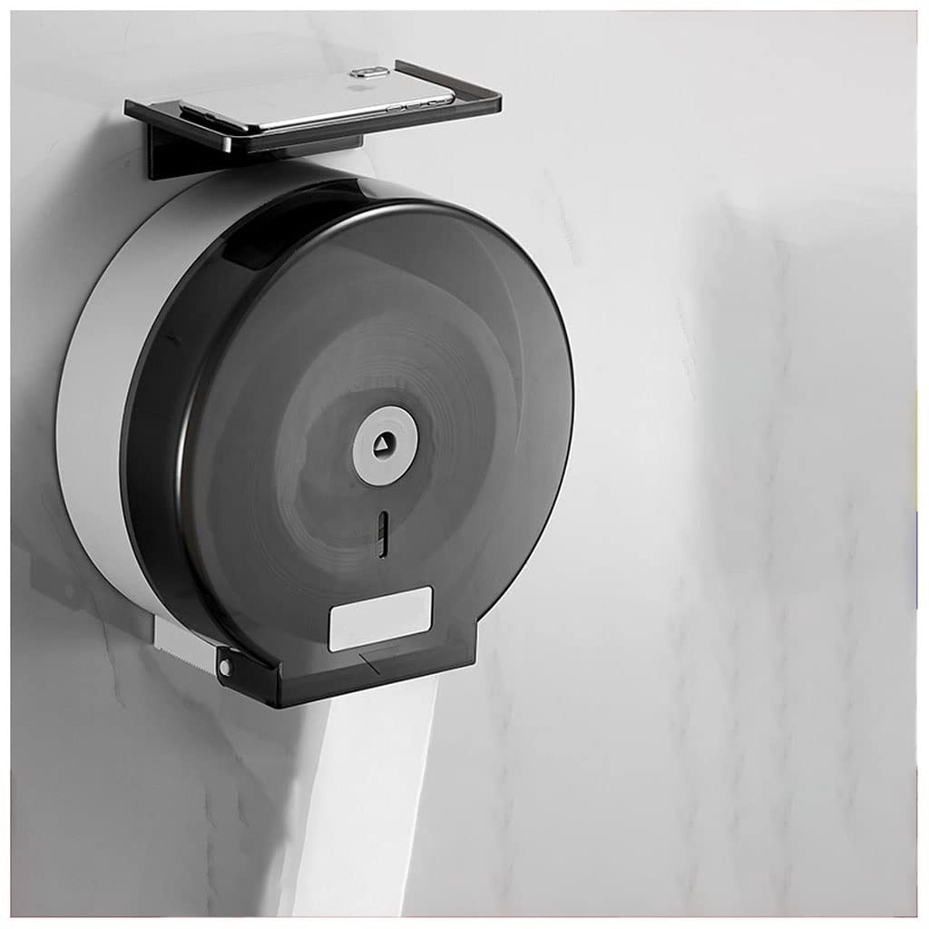 Premium Wall-Mounted Tissue Box Cover - Large Toilet Roll Holder for Bathroom & Hotel - No Punch Installation - Black & White Paper Dispenser Case - Perfect for Home, Office, and Commercial Use