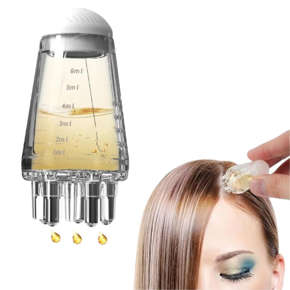 KREQU Hair Oil Applicator Bottle - 6ml Mini Portable Scalp Massager Comb for Hair Growth & Treatment | Perfect for Home Use, Travel & Salon Styling