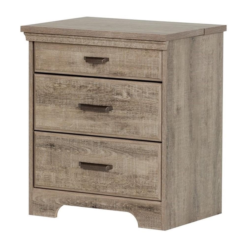 Rustic Wood Nightstand with 3 Drawers - Small Bedside Table for Bedroom, Light Brown Finish | Perfect for Bedroom Storage, Reading Nook & Apartment Decor