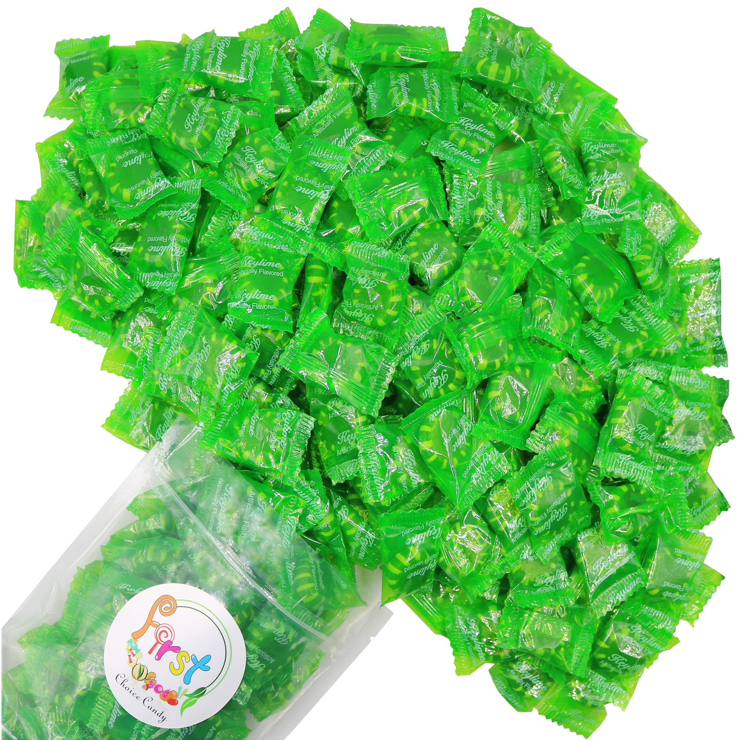 FirstChoiceCandy Individually Wrapped Hard Candy Disc Buttons - Key Lime Flavor, 2 Pound Bulk Bag | Perfect for Party Favors, Office Treats & Gift Baskets