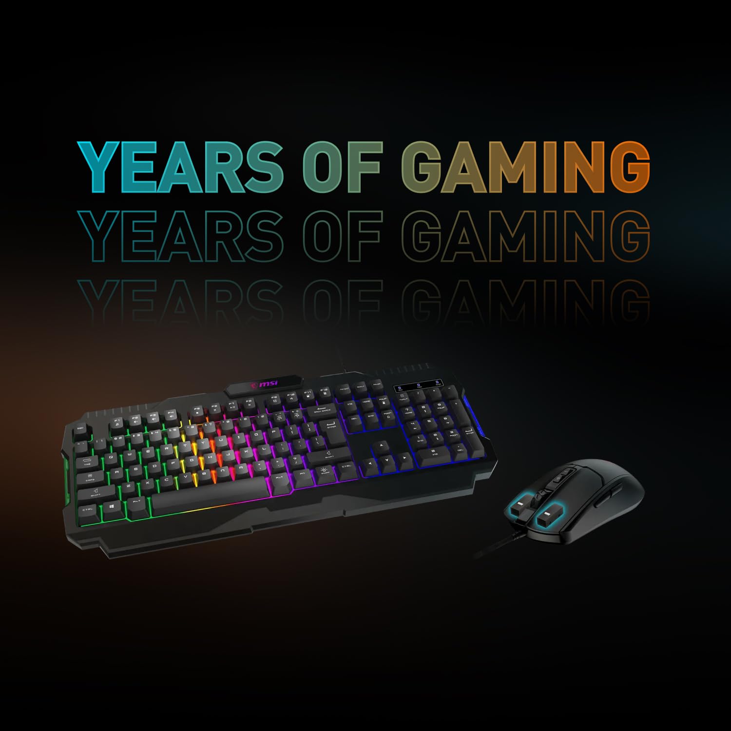 MSI GK100 RGB Gaming Keyboard & Mouse Set - 19-Key Anti-Ghosting, 6400 DPI for PC Gamers