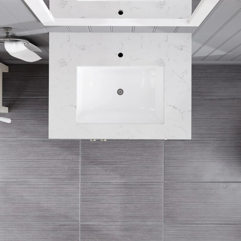 Eviva Acclaim 24 Inch Modern Bathroom Vanity Set with Carrara Quartz Countertop - Perfect for Small Bathrooms, Powder Rooms & Master Bath Renovations