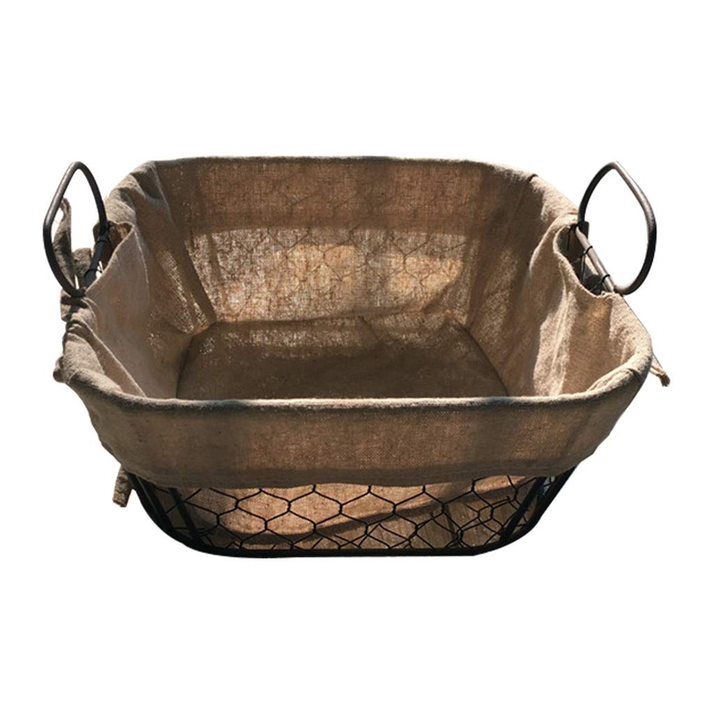 WSZJJ Industrial Style Iron Storage Basket - Home Office, Picnic, Bathroom, Kitchen Organizer for Bread, Toys, Clothes & Accessories | Durable Multi-Purpose Decorative Container