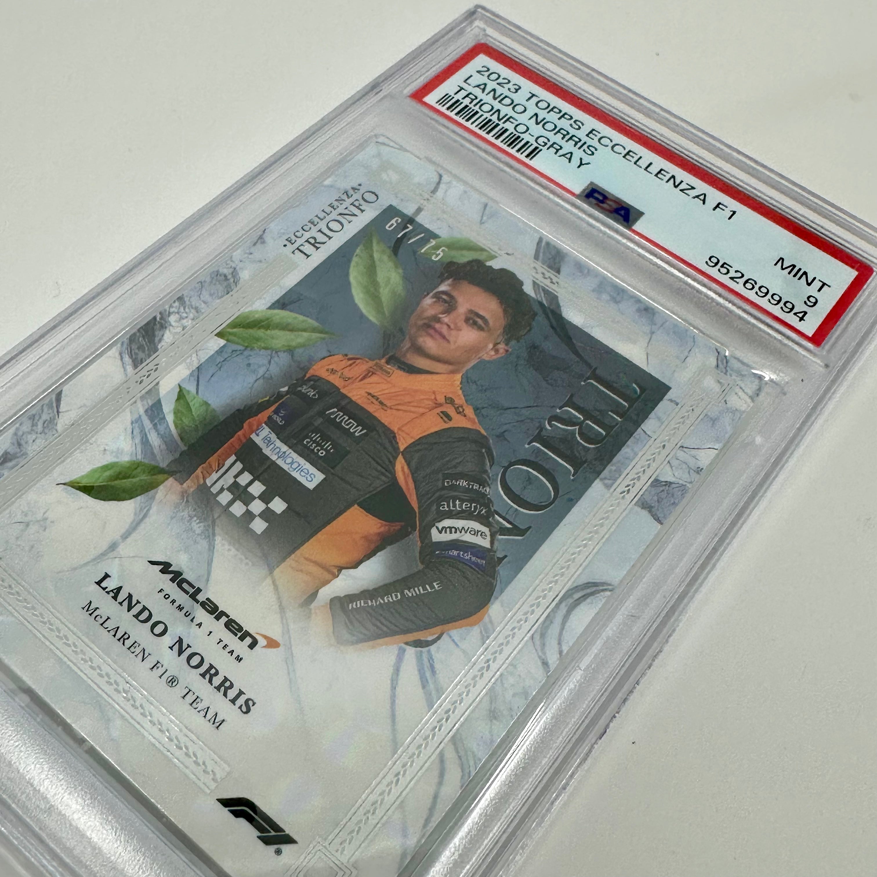 2023 Eccellenza Trionfo Lando Norris Gray PSA 9 67/75 - Rare Trading Card for Collectors & F1 Fans - Perfect for Display, Investment & Racing Memorabilia Collections