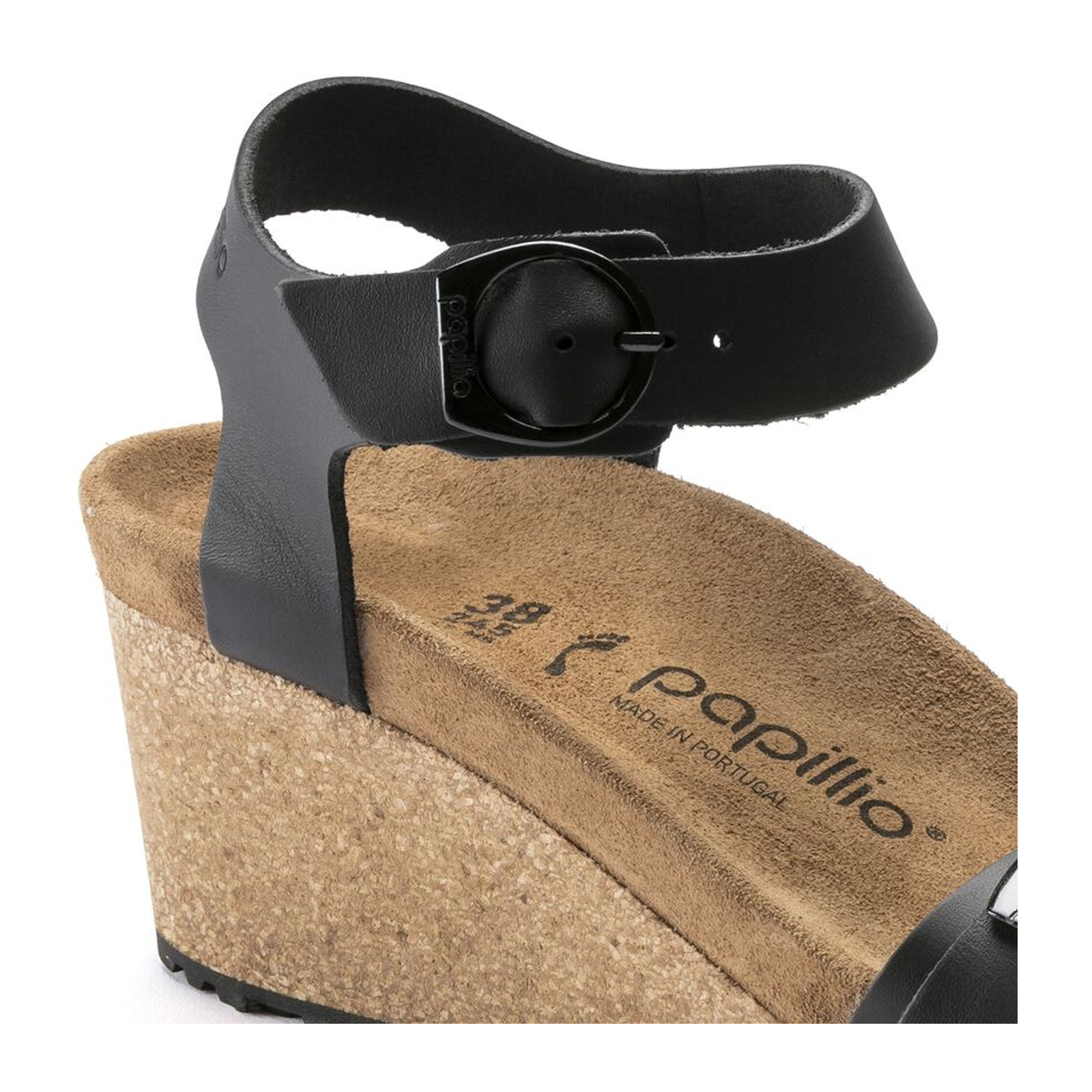 Birkenstock Soley Ring Buckle Narrow Wedge Sandal for Women - Black Leather Comfortable Slip-On Shoes | Perfect for Summer, Beach, and Casual Outings