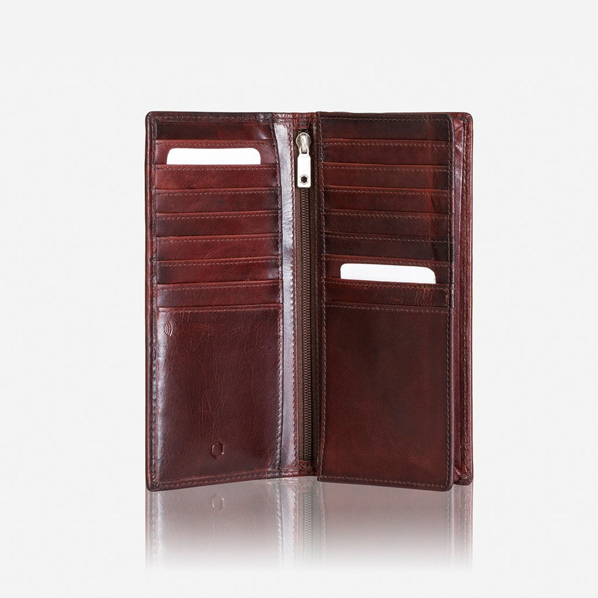 Jekyll & Hide Oxford Large Travel and Mobile Wallet for Men - RFID Blocking Leather Bifold Wallet - Perfect for Business, Travel, and Everyday Use (Coffee Brown)