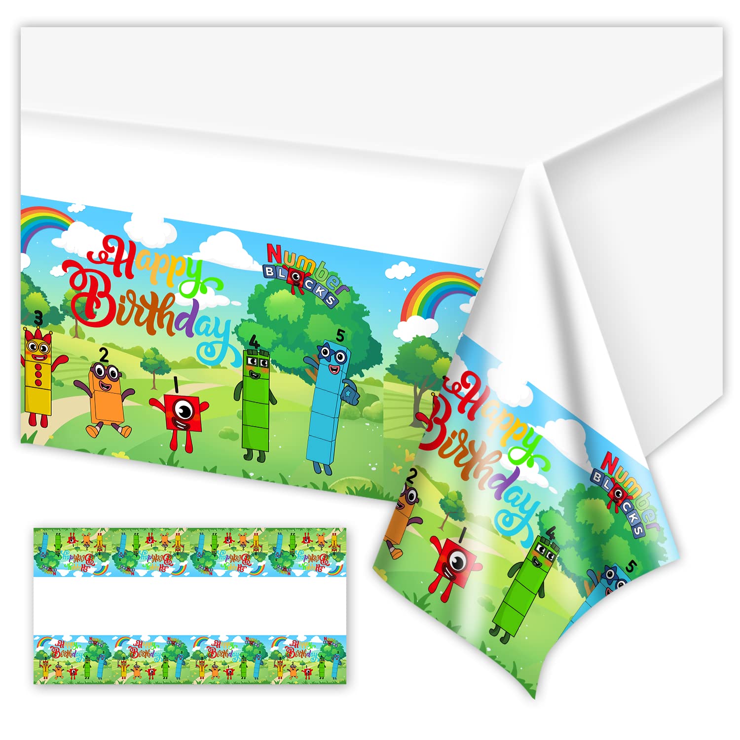 Win3terz Birthday Party Supplies - Number Theme Tablecloth for Girls and Boys, Kids Birthday Decorations for Indoor & Outdoor Celebrations