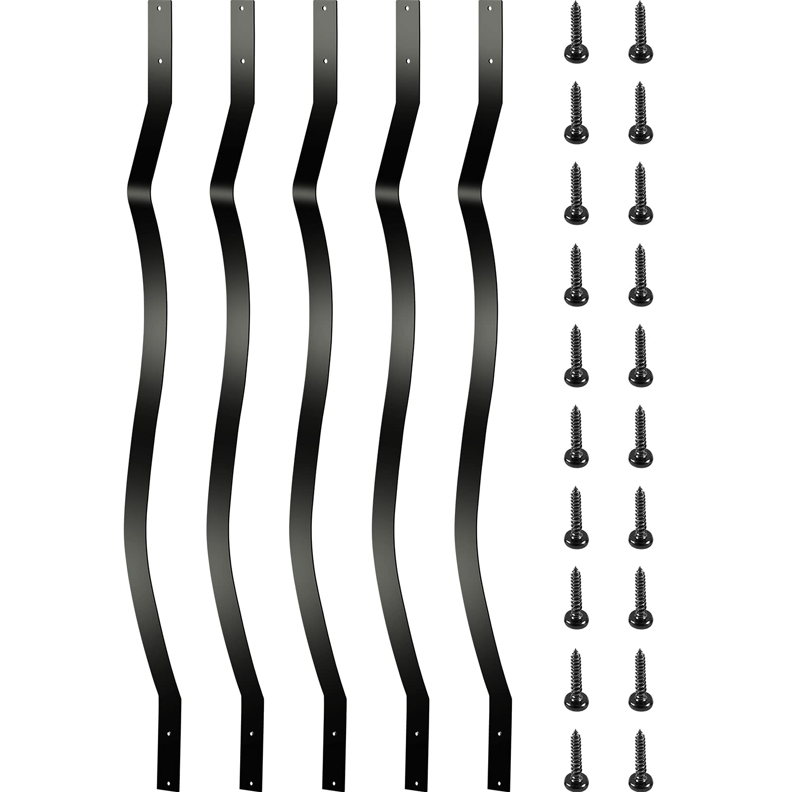 VEVOR 32.25 Inch Wavy Iron Balusters (51 Pack) with Screws - Black Metal Stair Railing for Outdoor Staircase, Deck, Porch | Durable & Decorative Home Exterior Upgrade