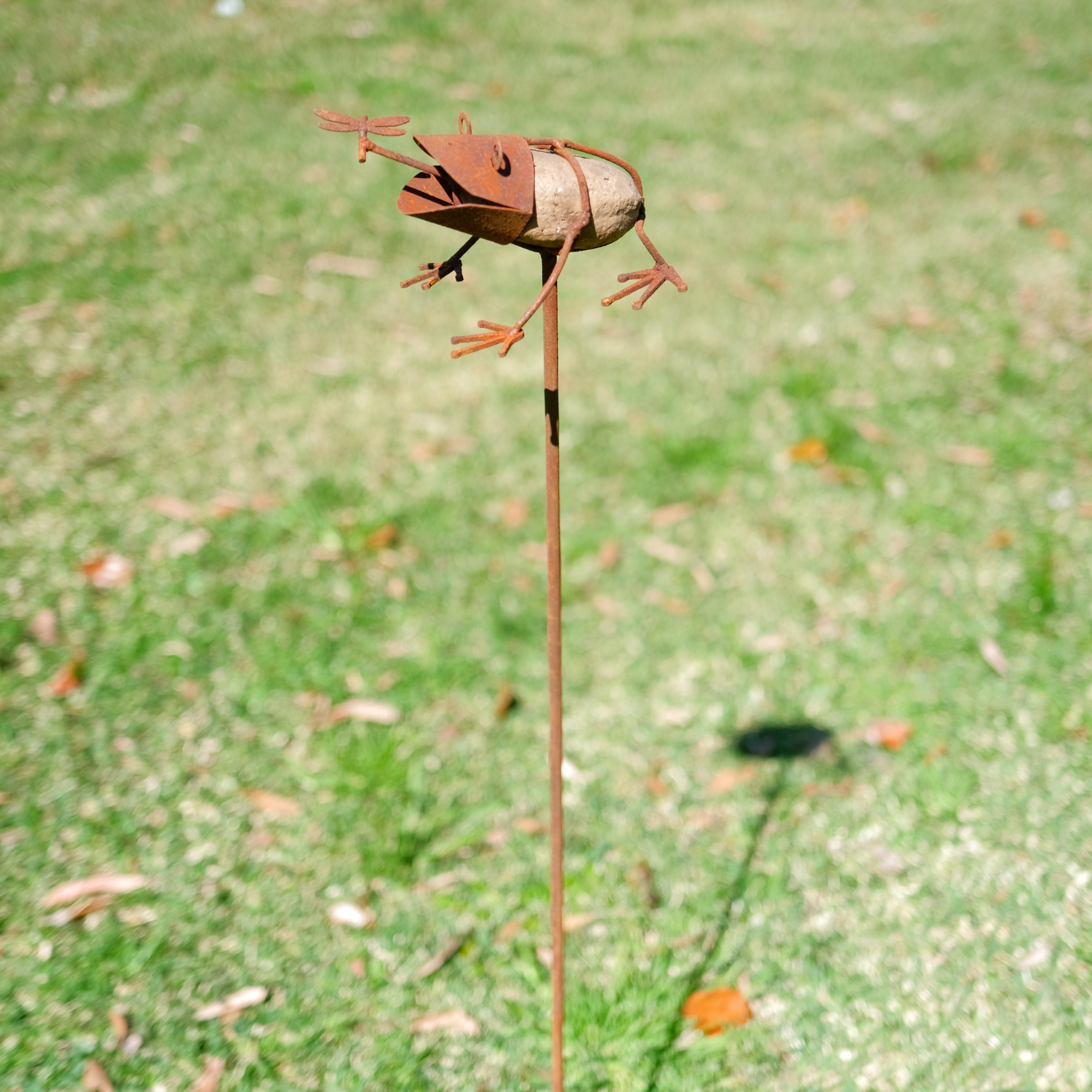 SH0122 Decorative Stone Frog Garden Stake - Perfect for Outdoor Lawn, Yard, and Flower Bed Decor