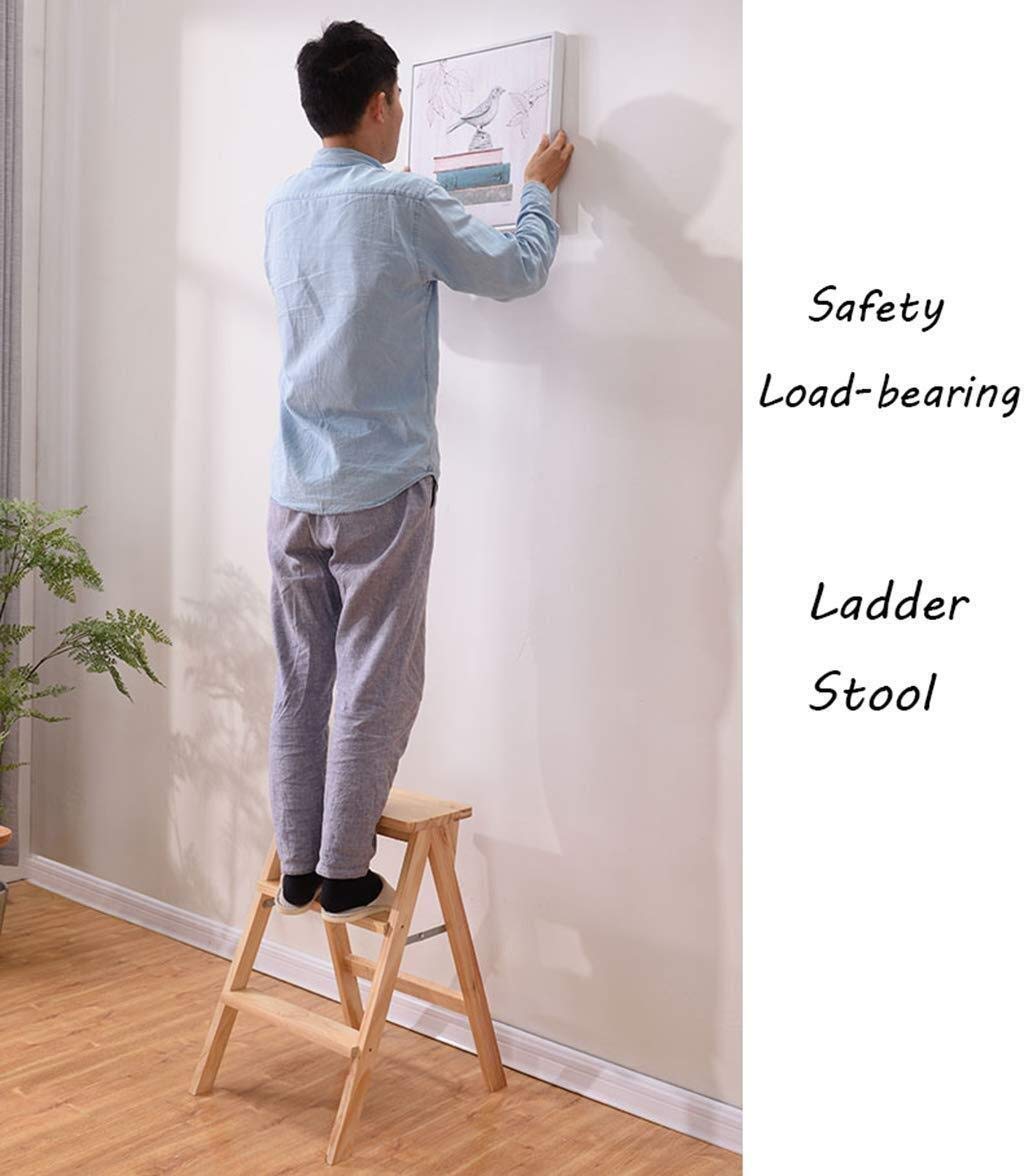 NEVKA 3-Step Folding Step Stool - Portable Kitchen Ladder Stool, Multifunctional Foldable Step Stool for Home, Office, Bathroom & Garage - Natural Color | Perfect for Reaching High Shelves, Changing Light Bulbs & Organizing Spaces