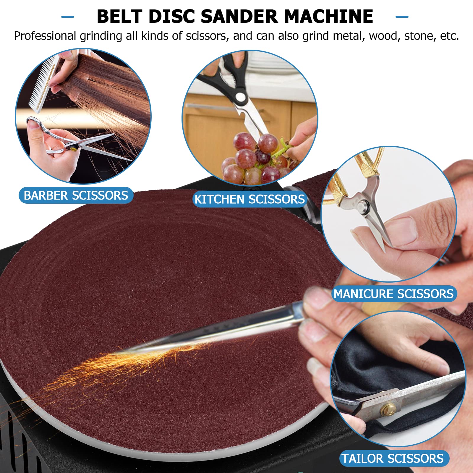 MXBAOHENG 6-Inch Mini Disc Sander & 1.2x15-Inch Belt Sander Combo - Woodworking, Metal & Stone Grinding Tool with Curve Sanding Spindle - Perfect for DIY Crafts, Furniture Repair & Jewelry Making (Model B)